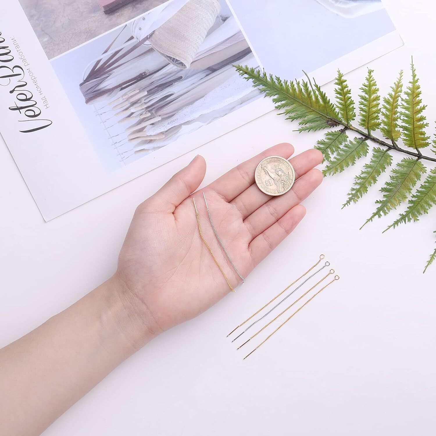 10x Stud Earring Findings Tassel Ear Threads with Loop for Earring Making