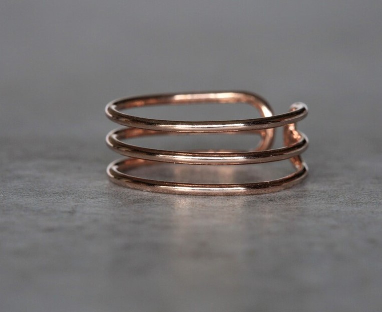 Womne's Valentine's Day Gift Solid Metal 3 Elegant Row Toe Ring 925 SS