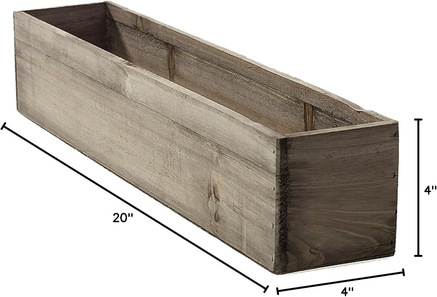 20" Rectangular Rustic Wood Planter with Plastic Liner