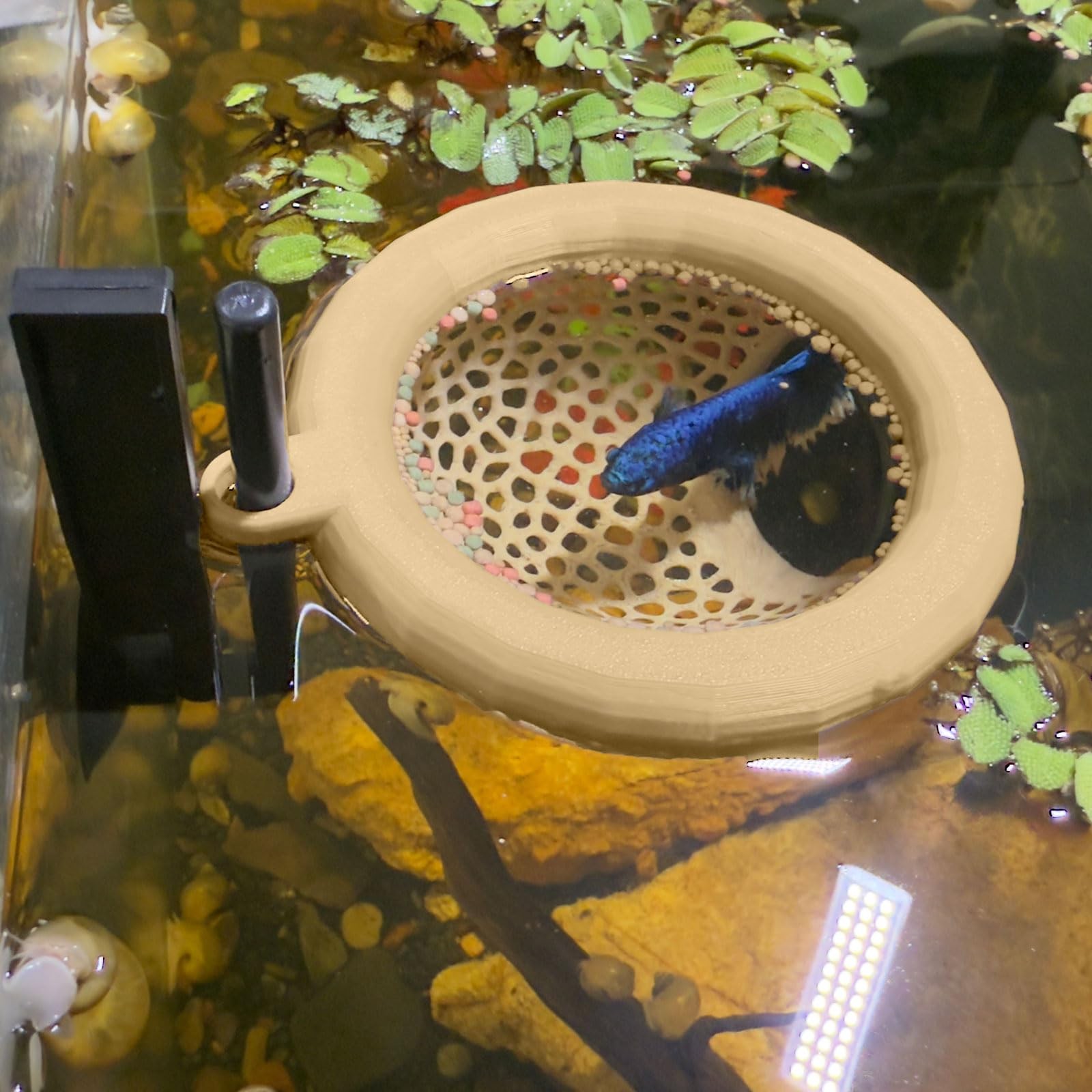 Fish Tank Floating Betta Hide，Betta or Shrimp Burrows and Hammock, Fish and S...