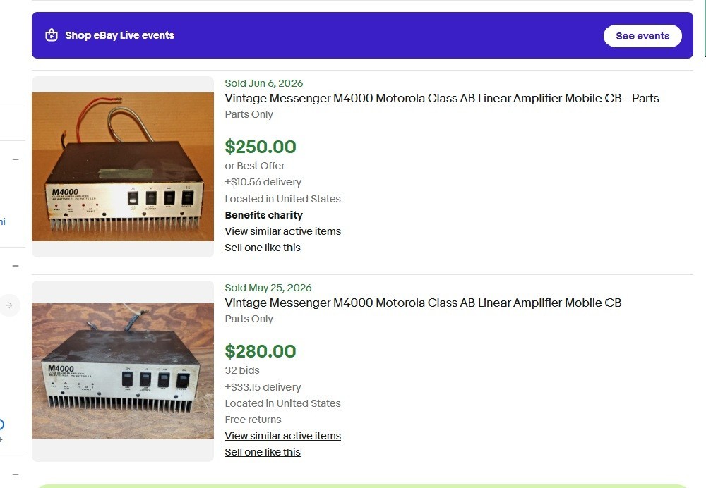 Vintage Messenger M4000 Class AB Linear Amplifier Mobile CB