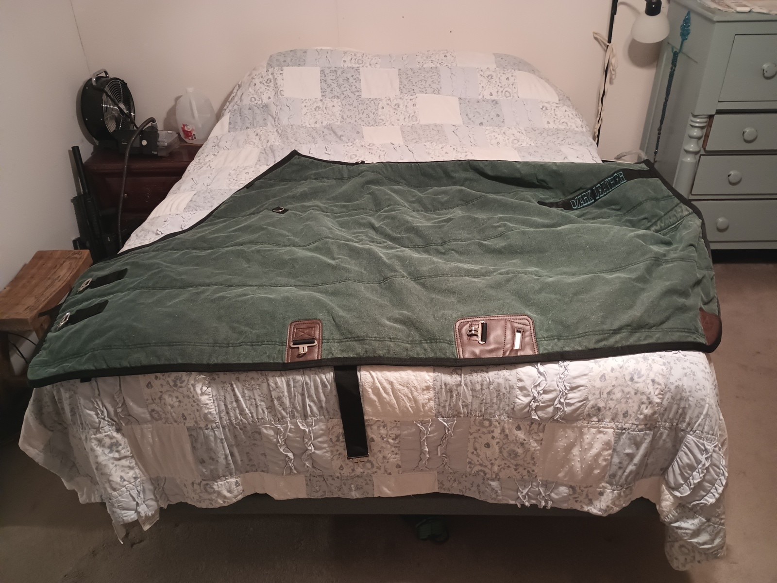 Ozark Leather Canvas Winter Horse Blanket Green/Black size 74"
