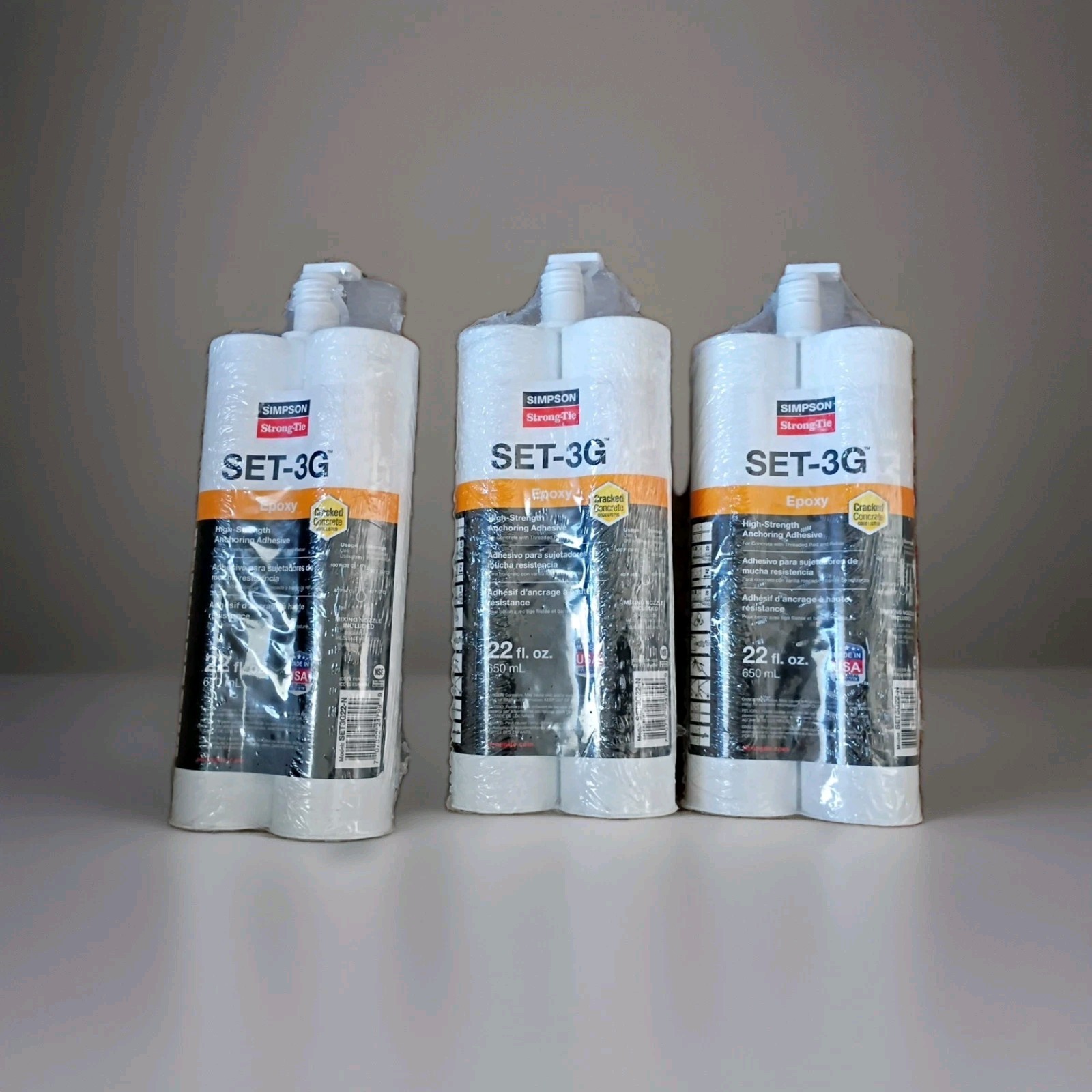 Simpson SET3G Epoxy HighStrength Anchoring Adhesive w/Nozzle 22oz Exp. 4/27-3 pk
