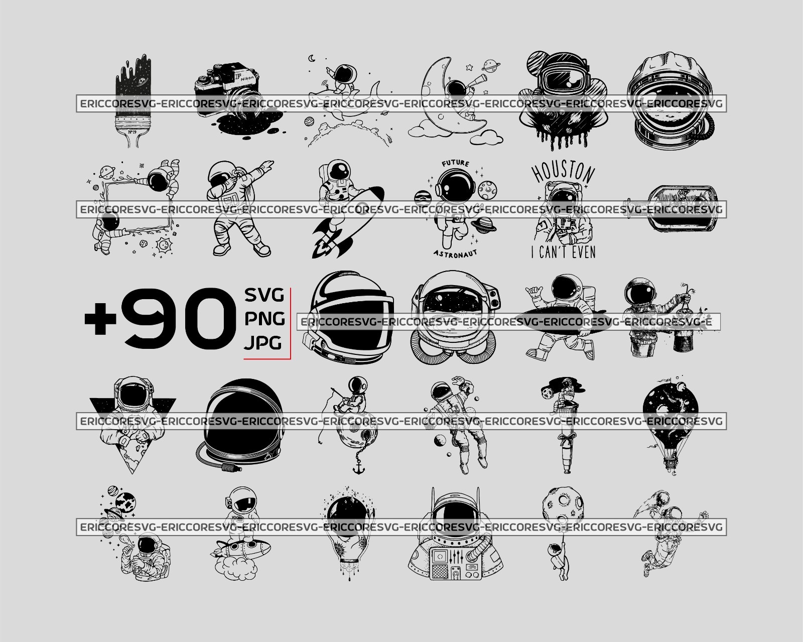 Astronaut SVG Bundle – 90 Space-Themed Vector Designs for Crafts & Printing