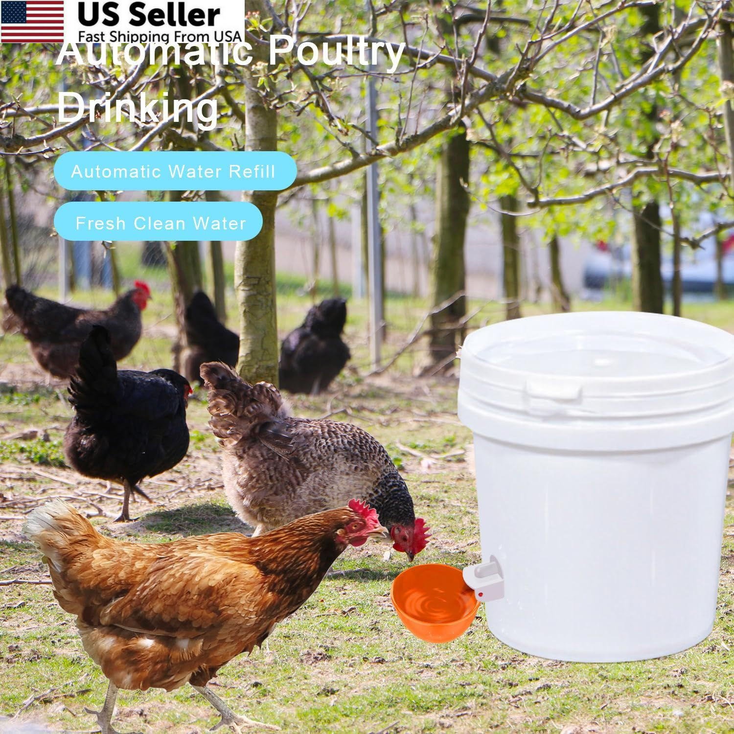 Chicken Waterer Cups, 8 Packs Orange Large size,