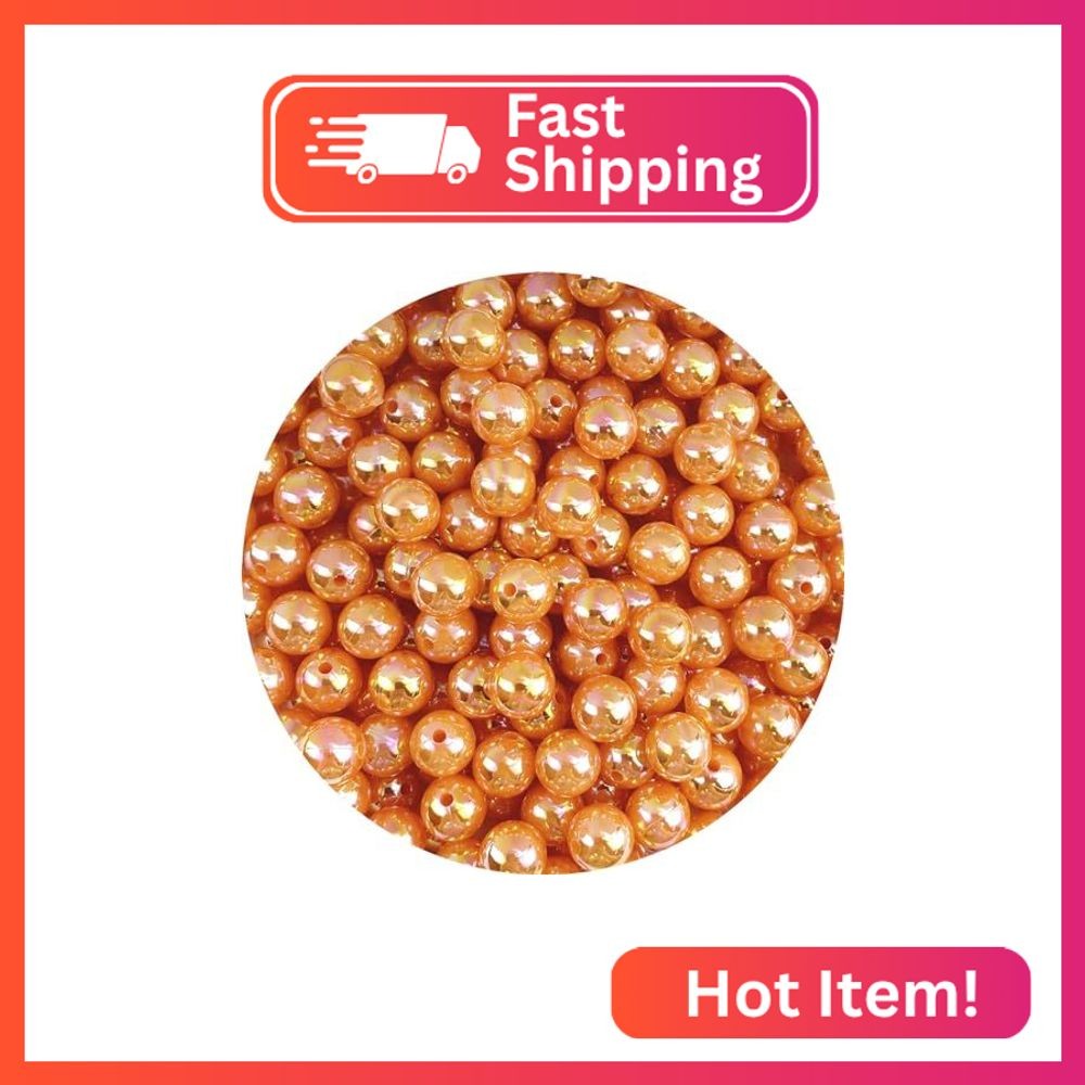 Jmassyang 400 Pieces 8mm Glossy Pearl Beads AB Color Round Plastic Acrylic Space