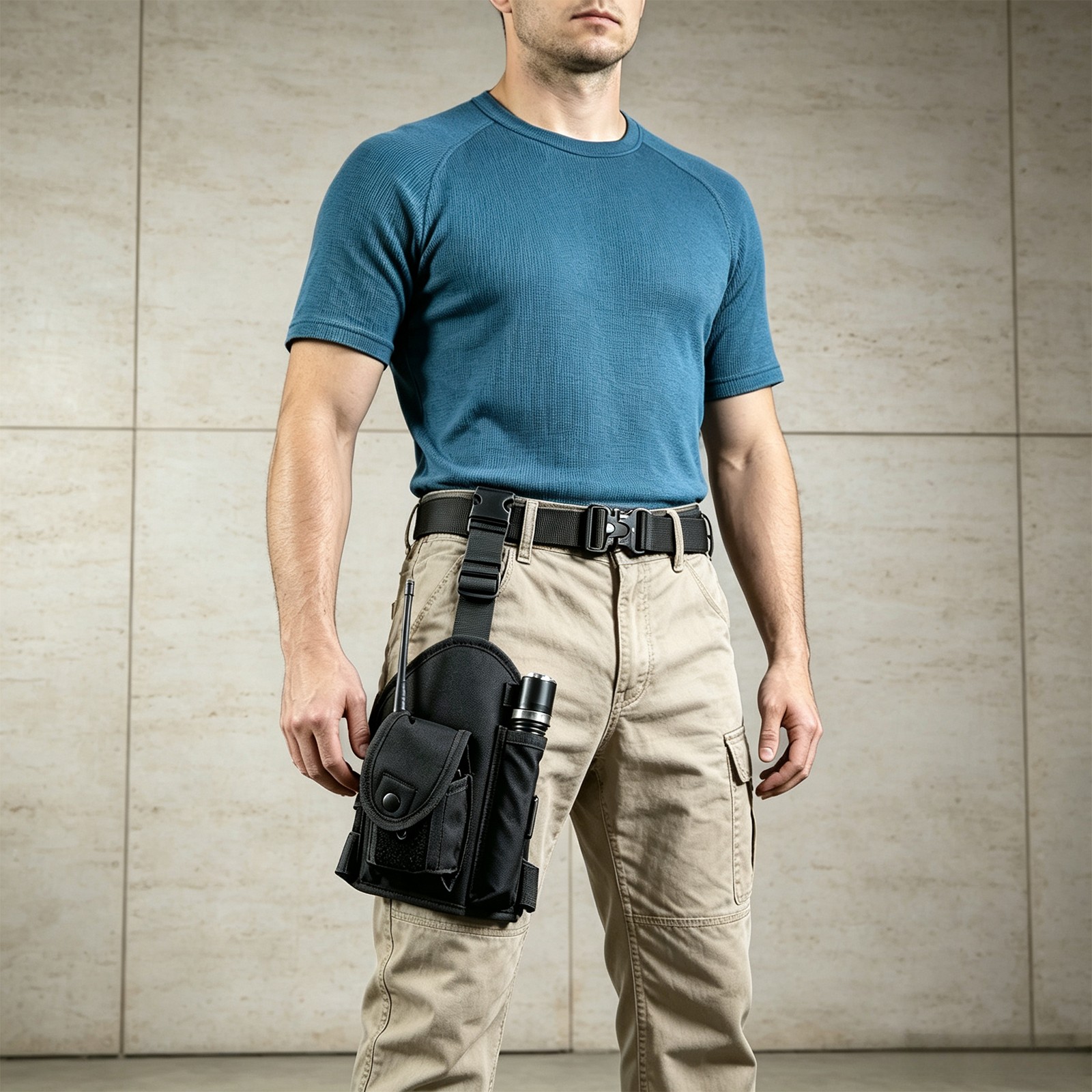 Tactical Drop Leg Flashlight Pouch Utility EDC Storage Pouch Radio Thigh Holder