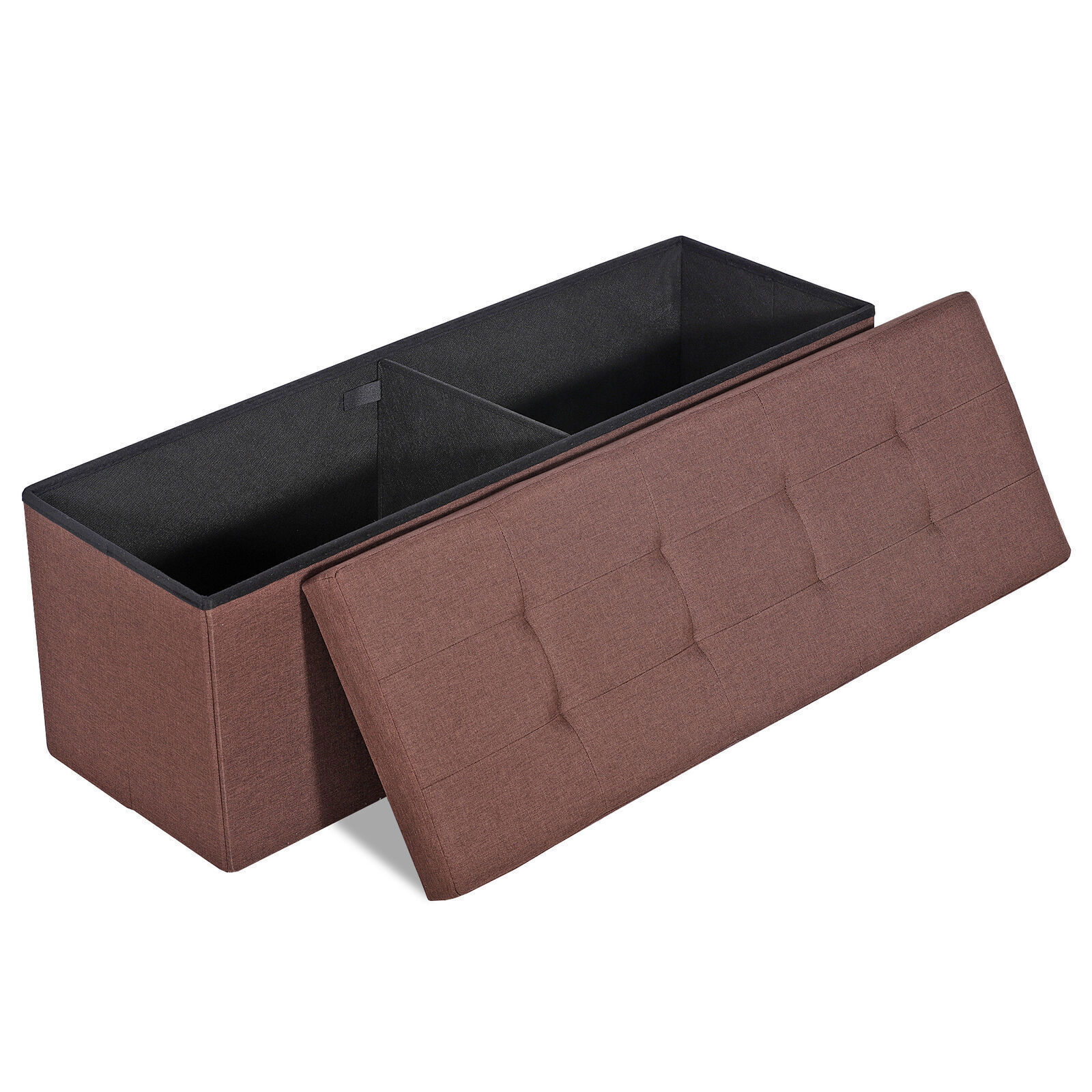 43" Folding Storage Ottoman Bench Storage Chest Soft Footrest Stool Spacious