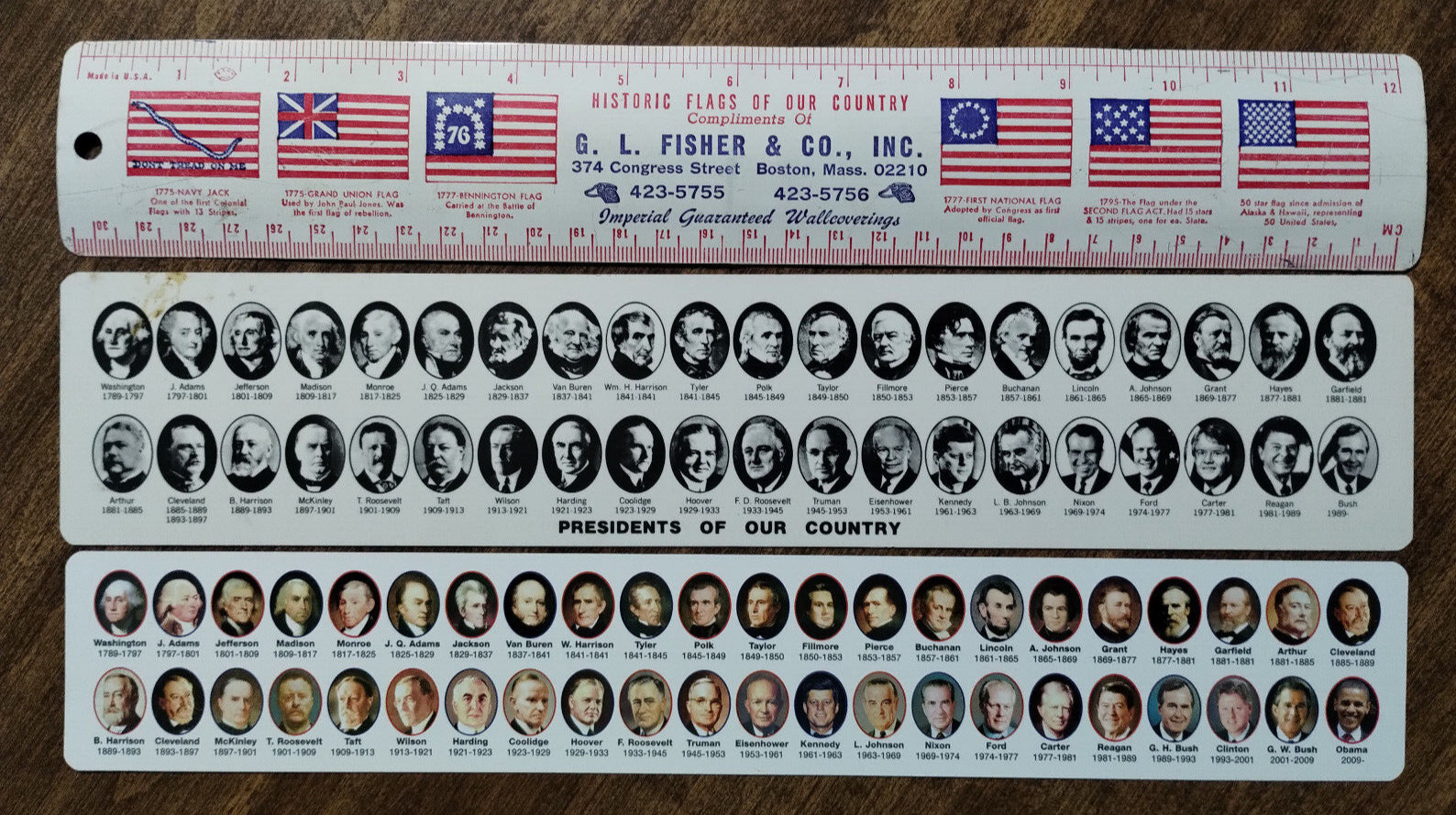 3 Patriotic Presidential 12"  Rulers Bush Obama Clinton - No Trump