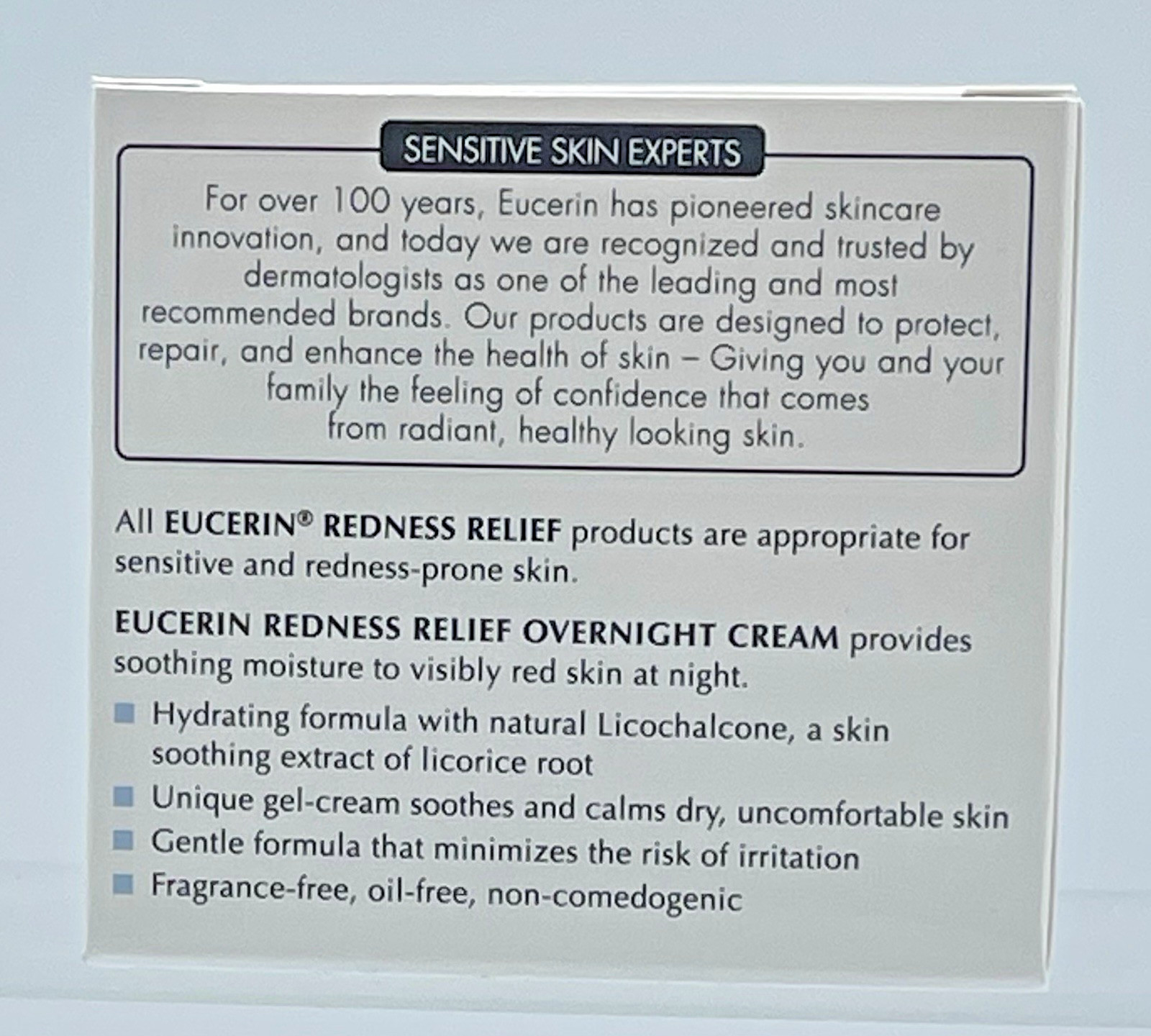 Lot of 2 Eucerin Redness Relief Night Cream 1.7 oz Sensitive Skin Moisturizer