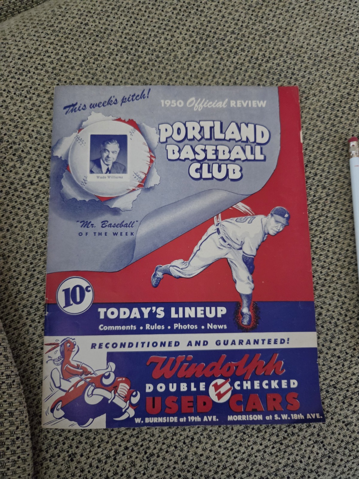 1950 Portland Baseball Club  Program,official review,15 pages,roster,advertising