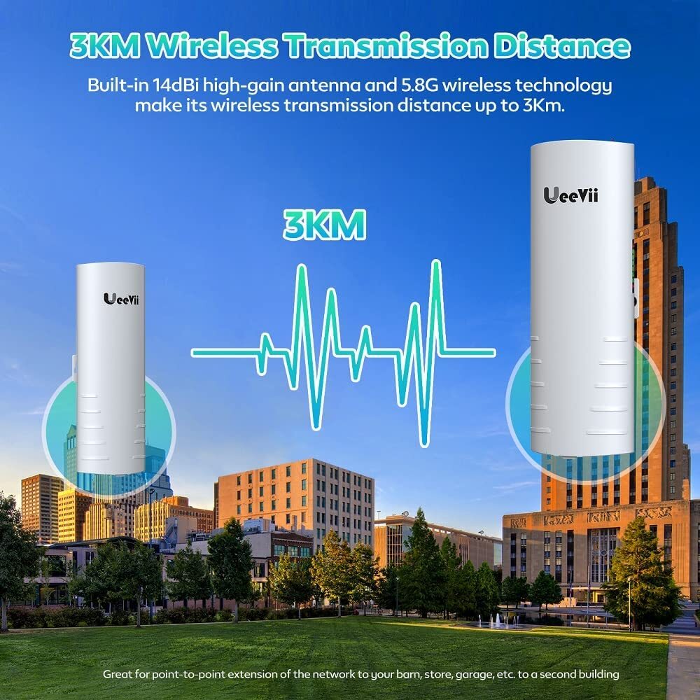 UeeVii 2 Pack Wireless Bridge Point to Point Outdoor WiFi CPE 3000m Long Range