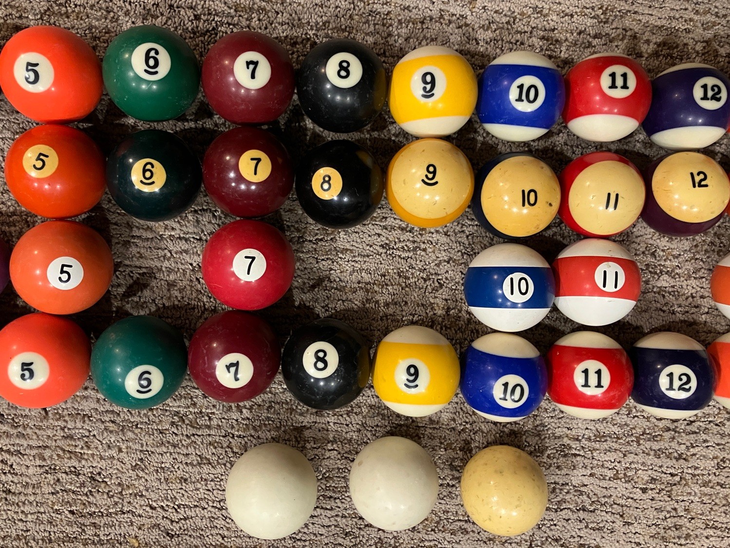 Lot 56 Billiard Pool Balls Assorted Used