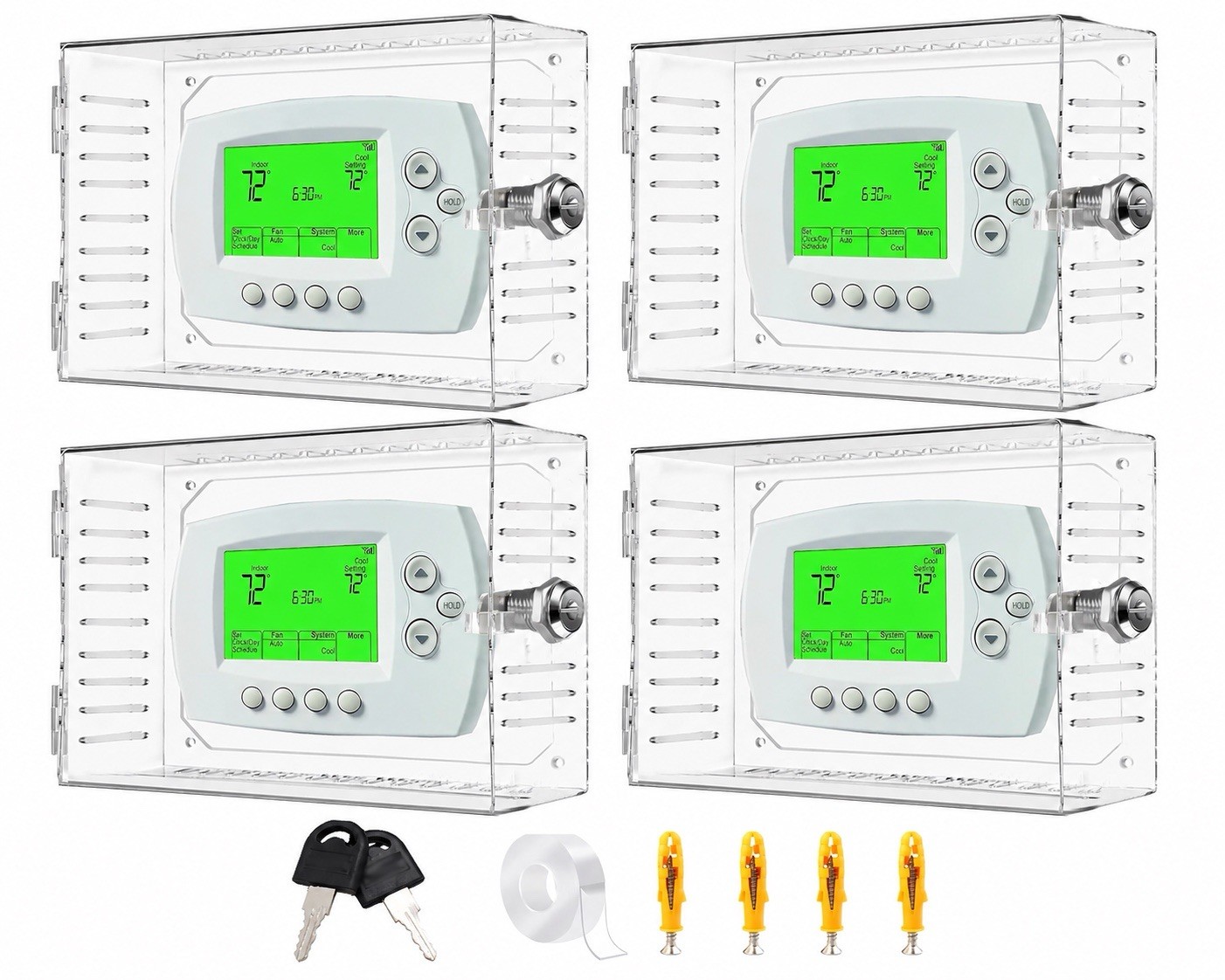 4 Thermostat Lock Boxes NOT KEYED Alike fits up to 6.3” x 4.4” x 2”  Thermostat