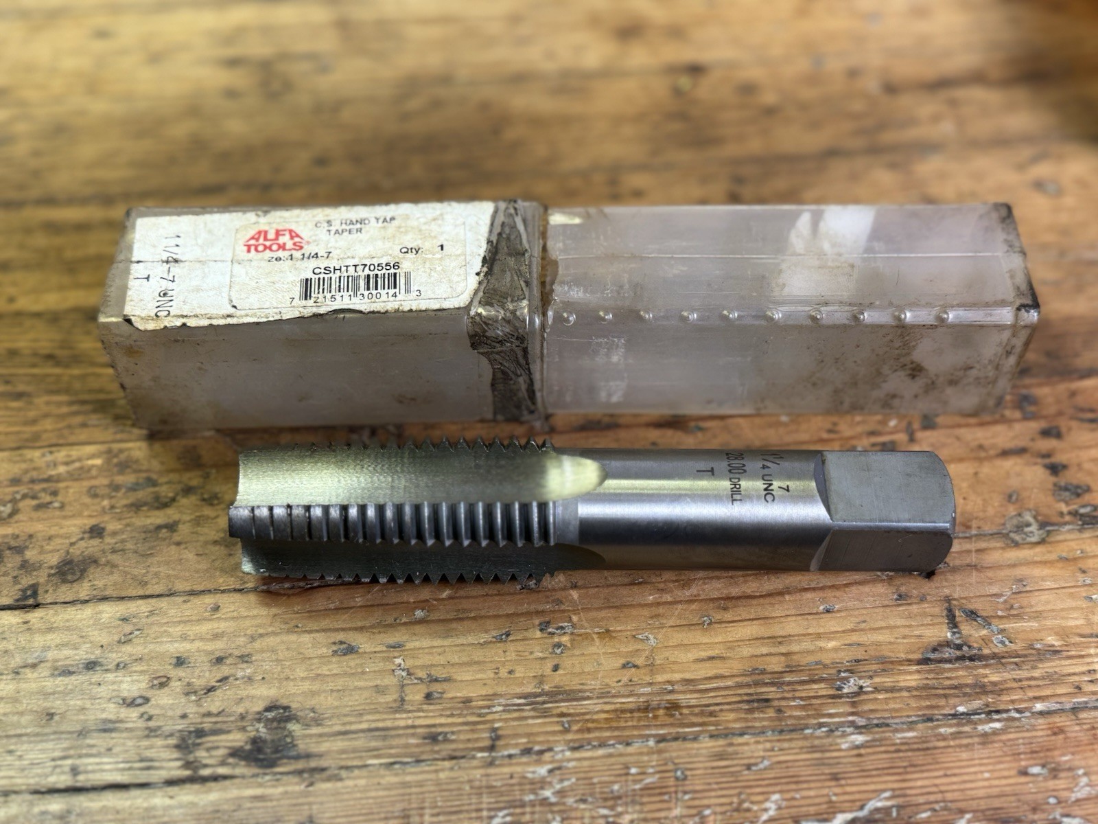 Hand Tap, 1-1/4"-7 National Coarse Thread Size, Taper Style, Carbon Steel Alfa