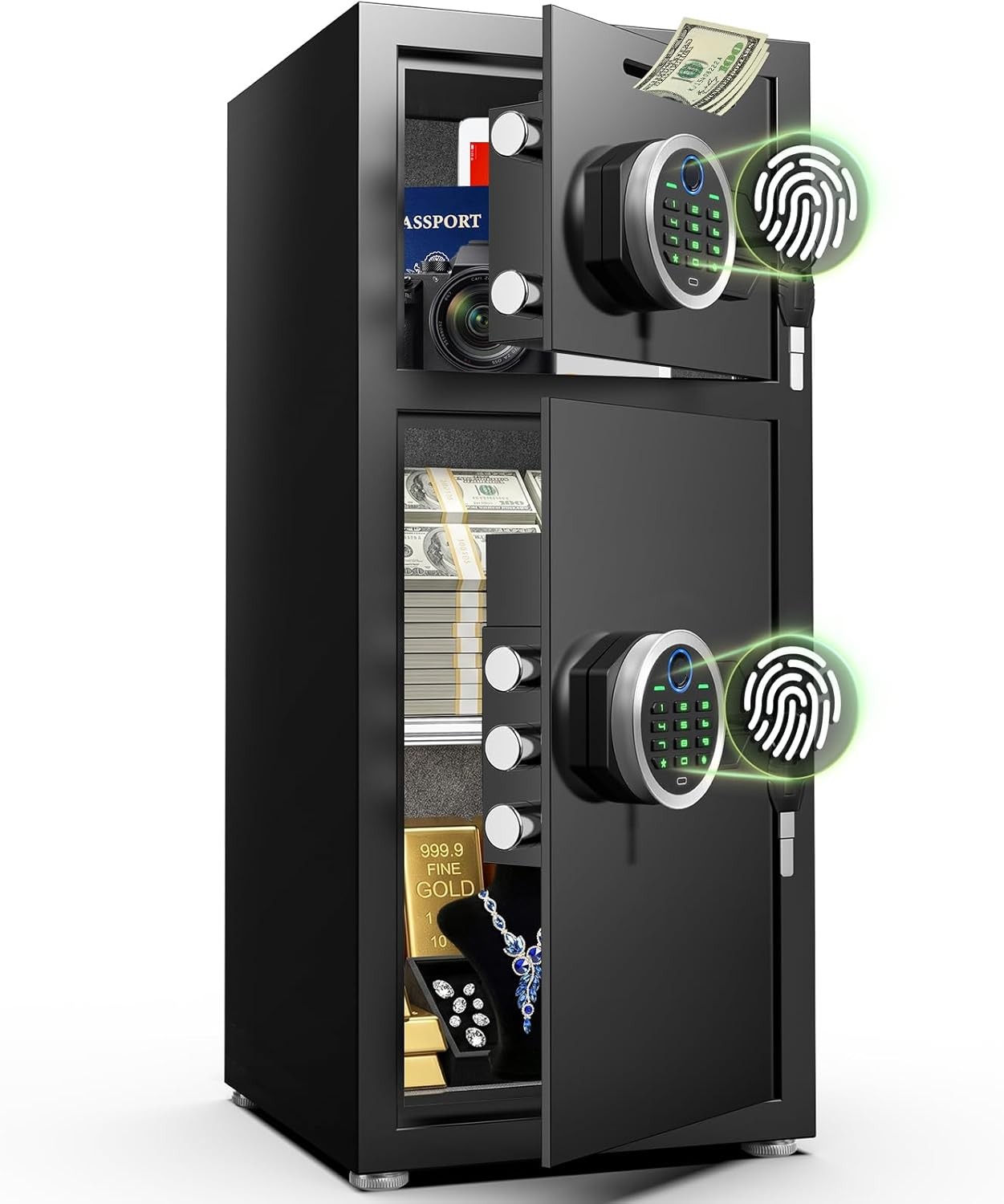 Biometric Safe, 7.0 Cub Large Safe Box with Drop Slot, Metal Box, Soft Lining