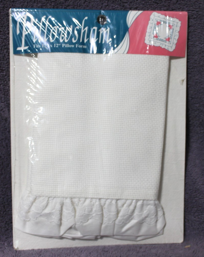 PILLOWSHAM fits 12 x 12 Pillow Form 14 ct. White ruffled lace no sew USA
