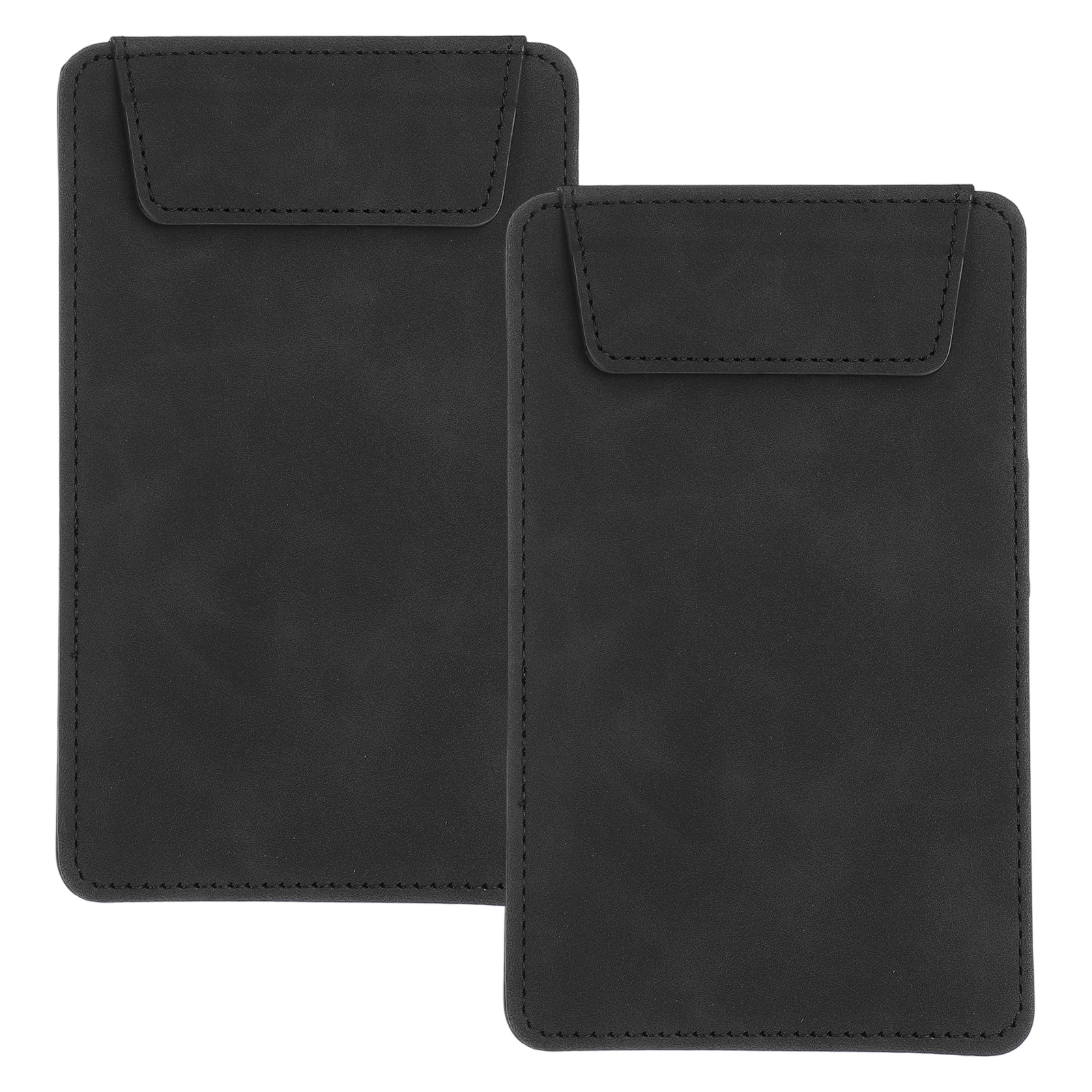 2 Pack Mini Clipboard, 6" x 4" Leather Small Clipboard with Pen Holder (Black)