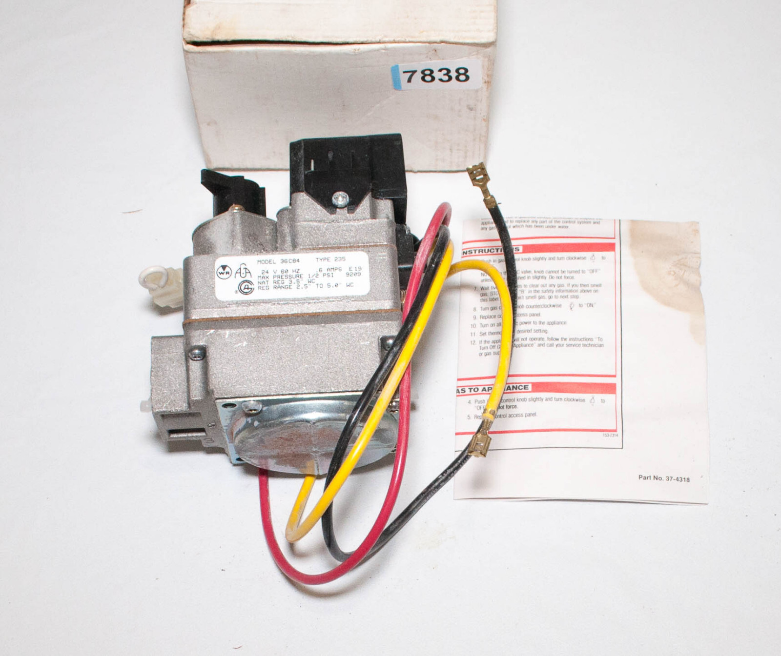 White Rodgers  36C84-235  Gas Manifold Valve Weil McLain 511-044-284 CP3386395