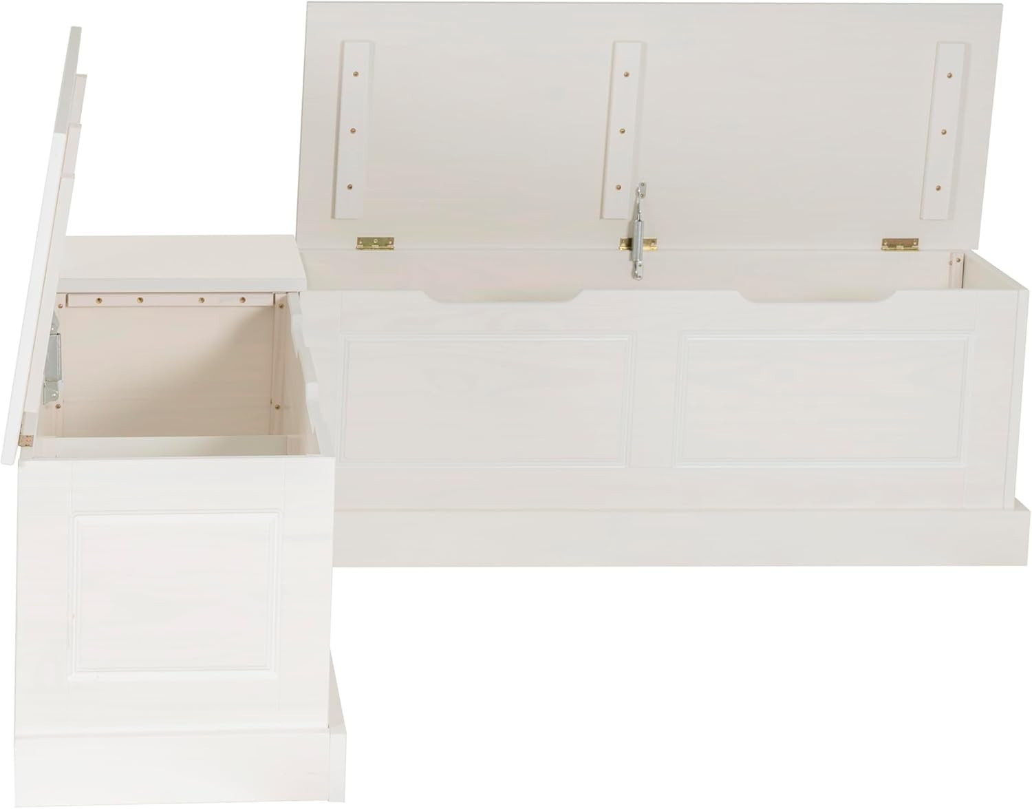 Harris White Solid Pine Backless Nook with Hidden Storage Solution