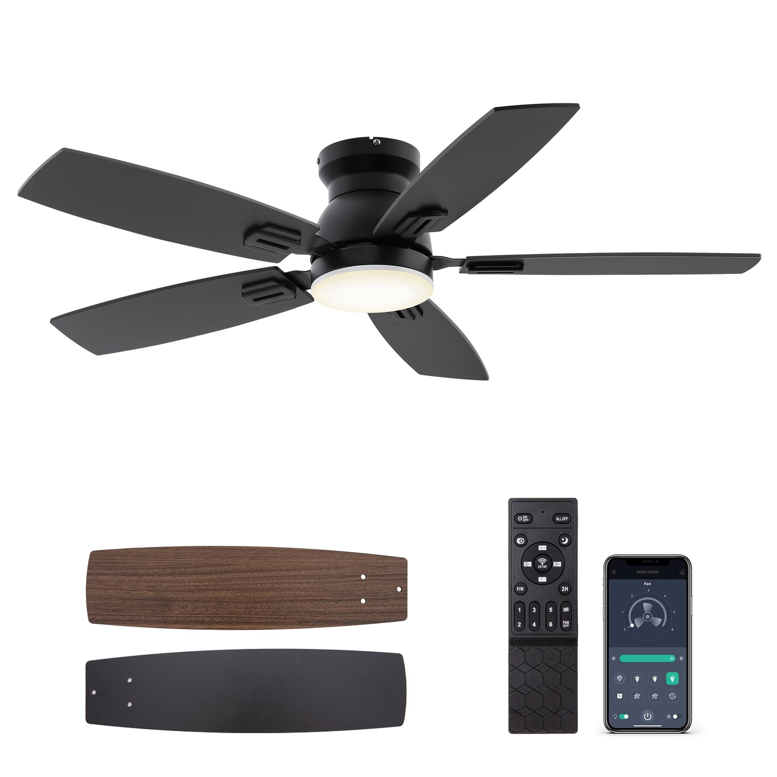 42" Ceiling Fans with Lights and Remote and APP Control