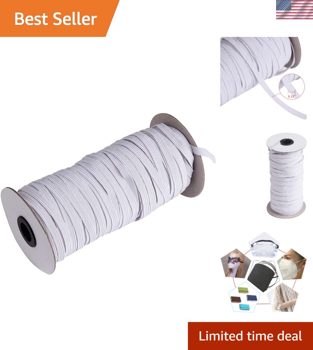 70 Yards 1/4 Inch White Braided Elastic Cord - Perfect for Your DIY Projects