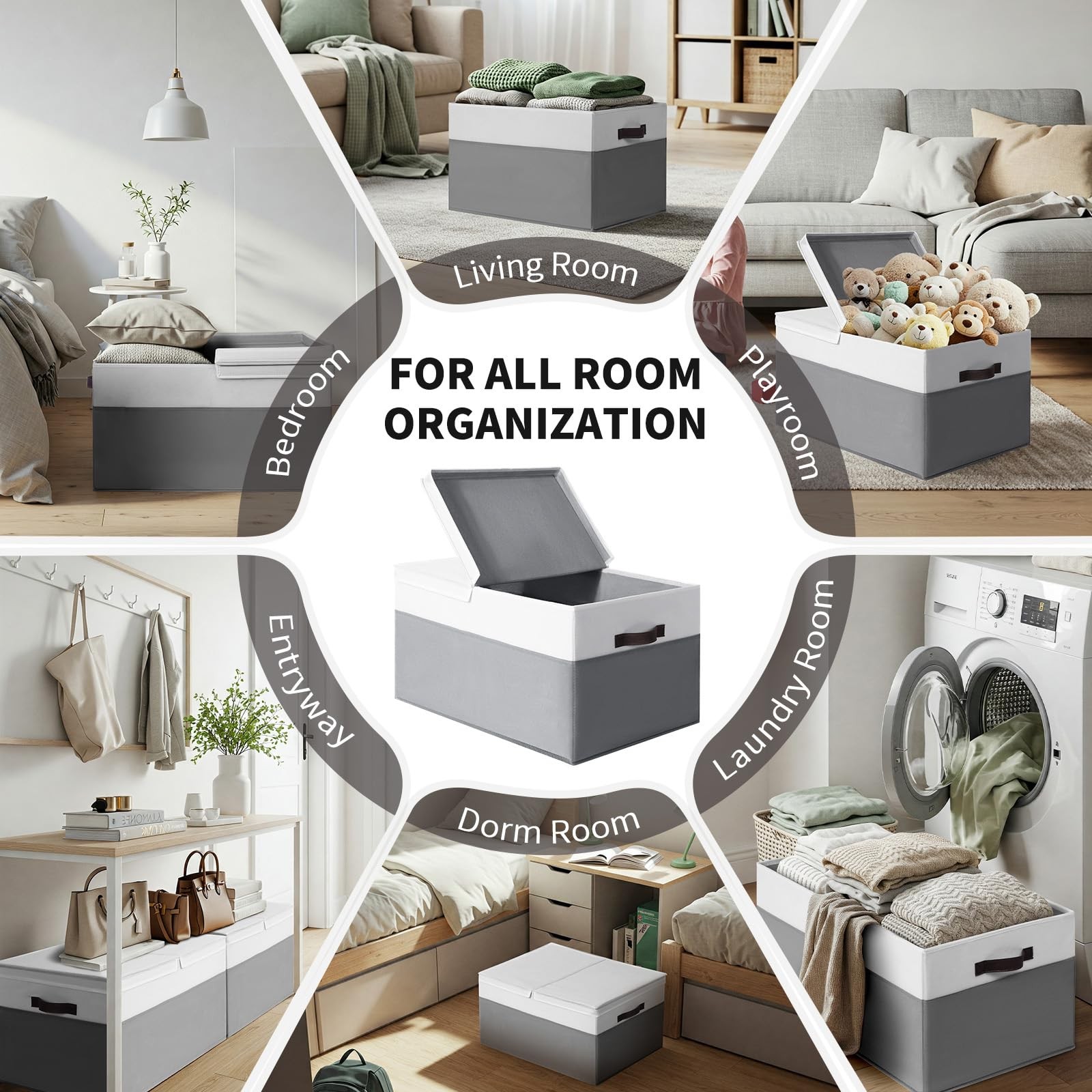 2 Pack EXTRA LARGE Blanket Storage Jumbo Large -2Pack, White with Grey