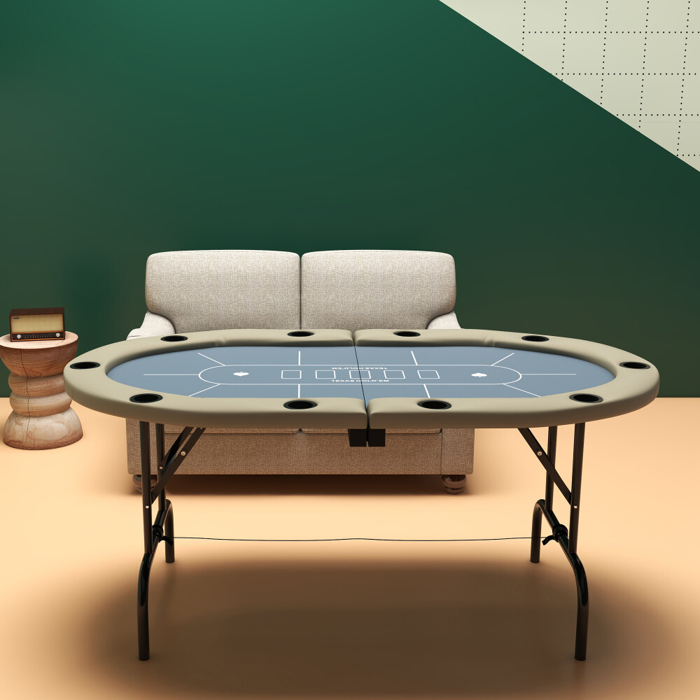 Poker Table Foldable,Oval Blackjack Texas Holdem Poker Game Table