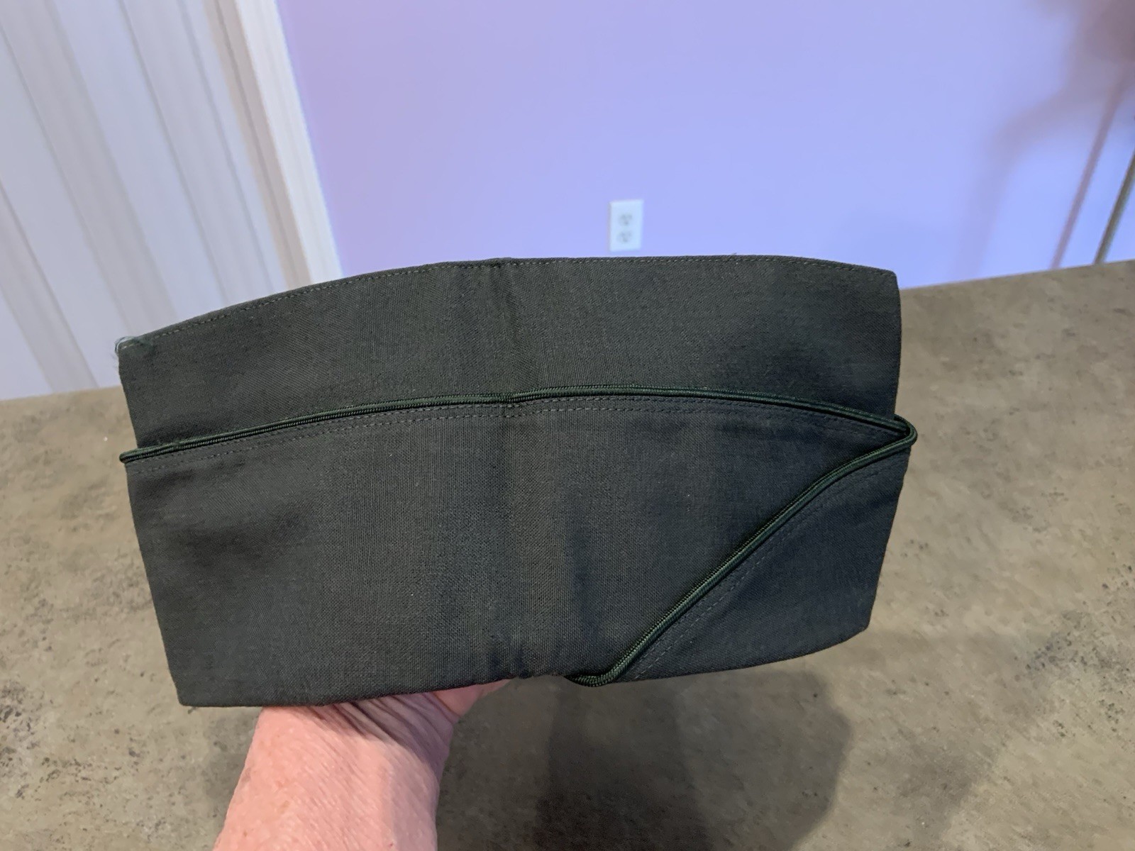 VTG 60s Cap Garrison Mans Poly/Wool Serge AG-344 Green Hat Uniform Cap 7 1/4