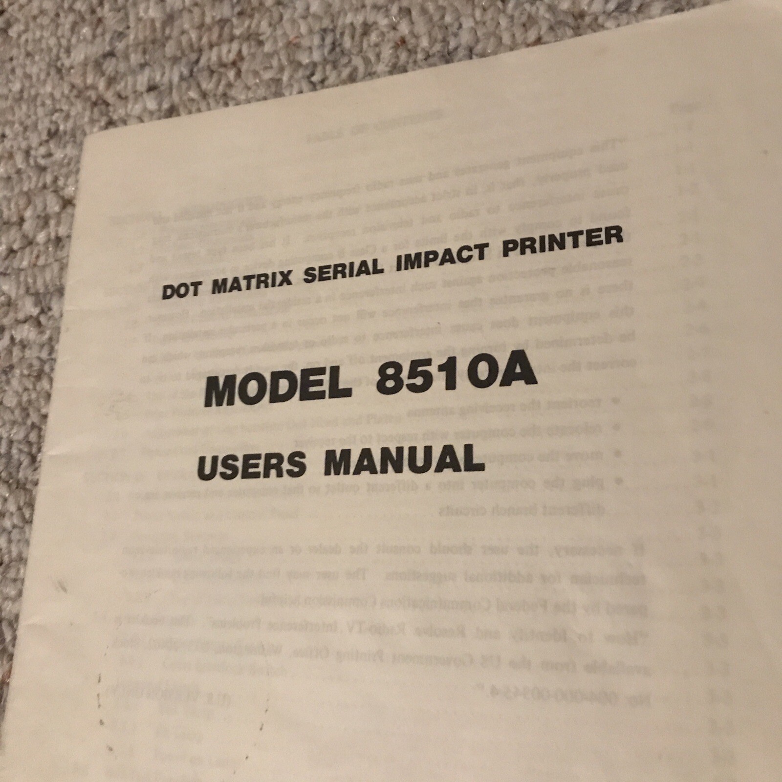 C. Itoh Dot Matrix Serial Impact Printer Model 8510A User Manual Vtg Computer