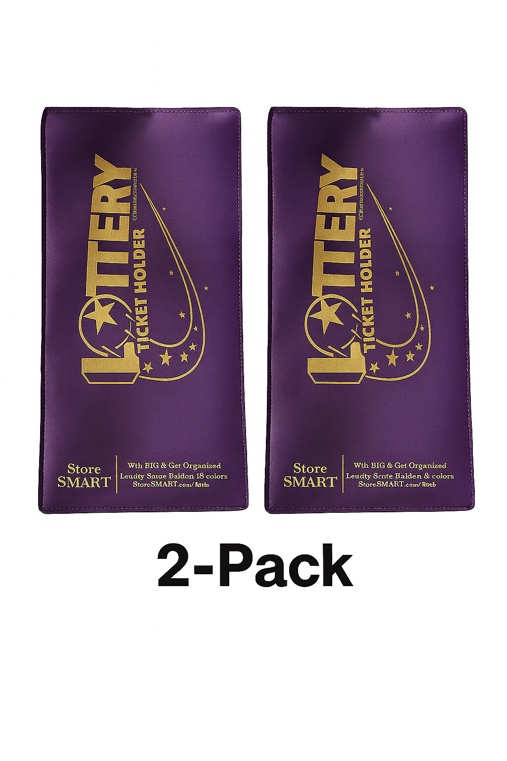 Lottery Lotto Ticket Holder 4x9 Dual Pocket Sleeve Purple – Made in USA - 2 Pack