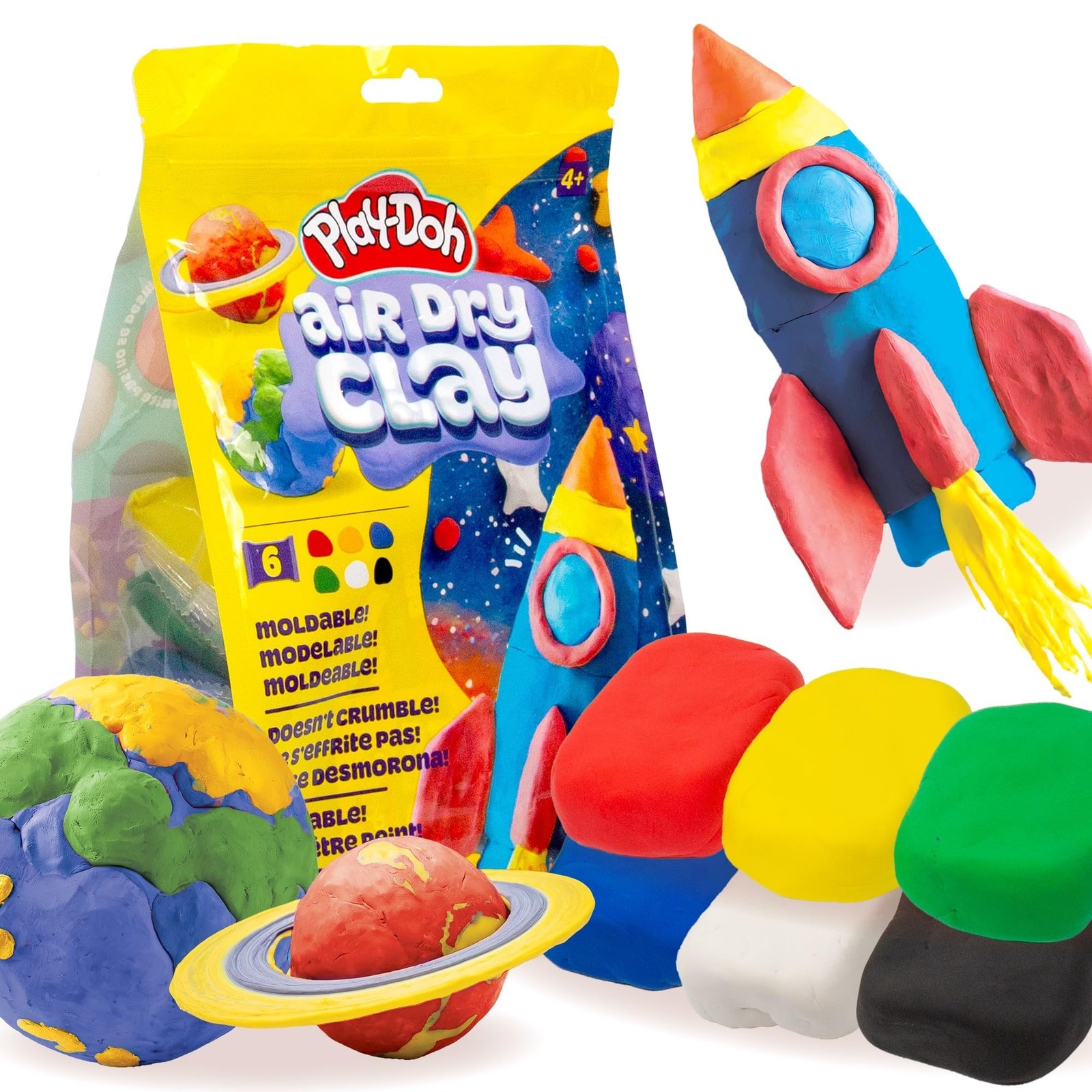 Play-Doh Brand Air Dry Clay, 6 Vibrant Clay Colors, Soft & Ultra Light Modeli...