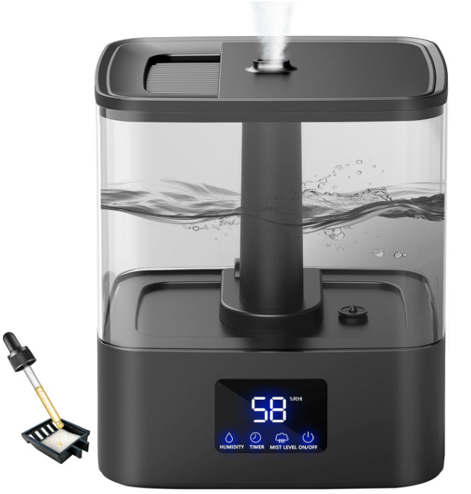 Humidificador 4L Vapor Frío 60H Silencioso Timer 8H Display, Nuevo