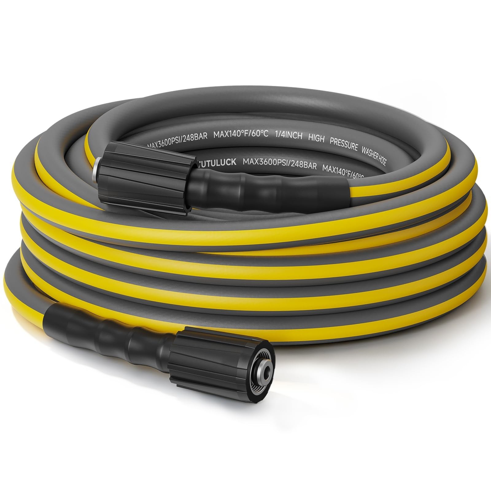Flexible Pressure Washer Hose 25FT, 1/4'' Kink Resistant 3600 PSI Power Washe...