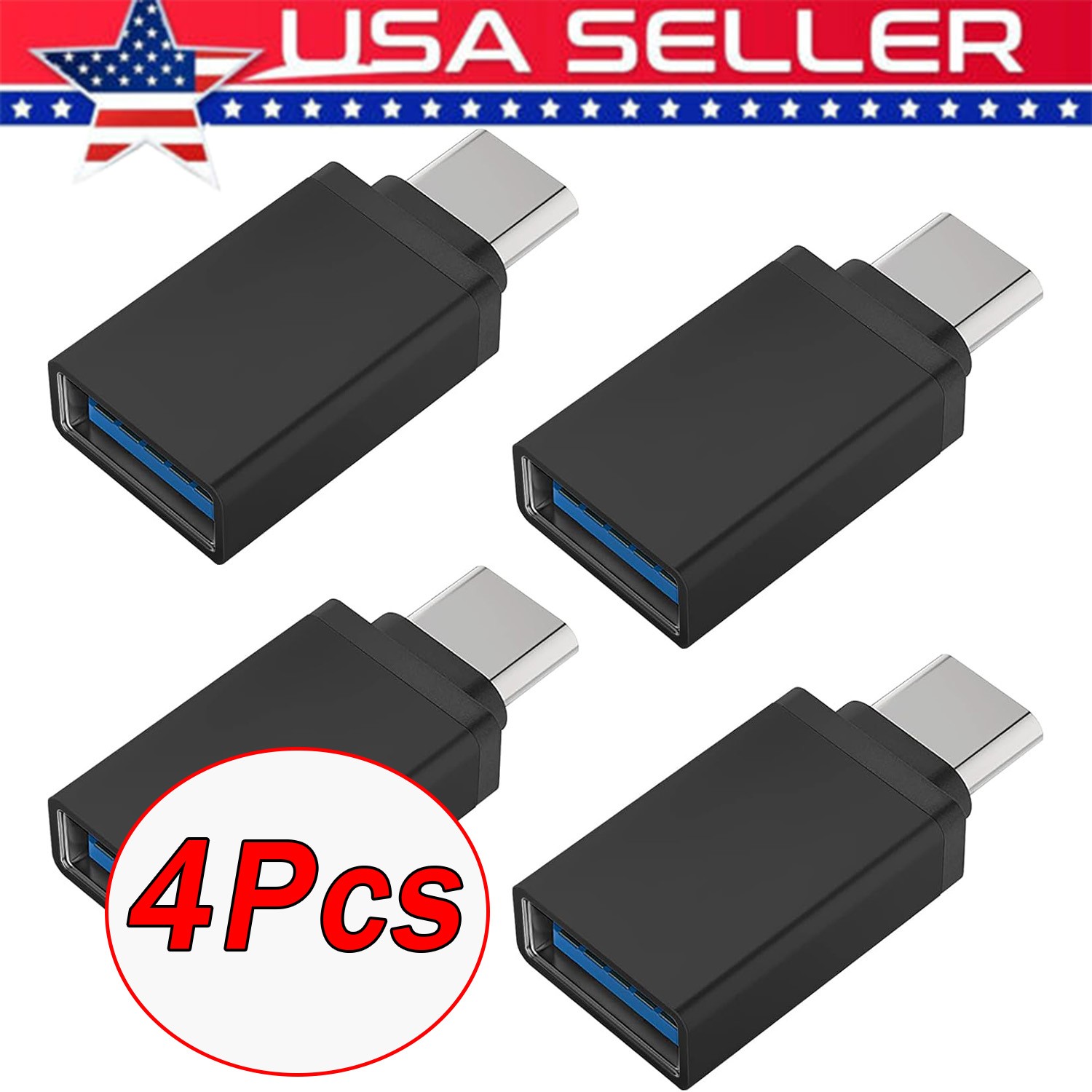 4 Pack USB-C 3.1 Male to USB A Female Adapter Converter OTG Type C Android Phone