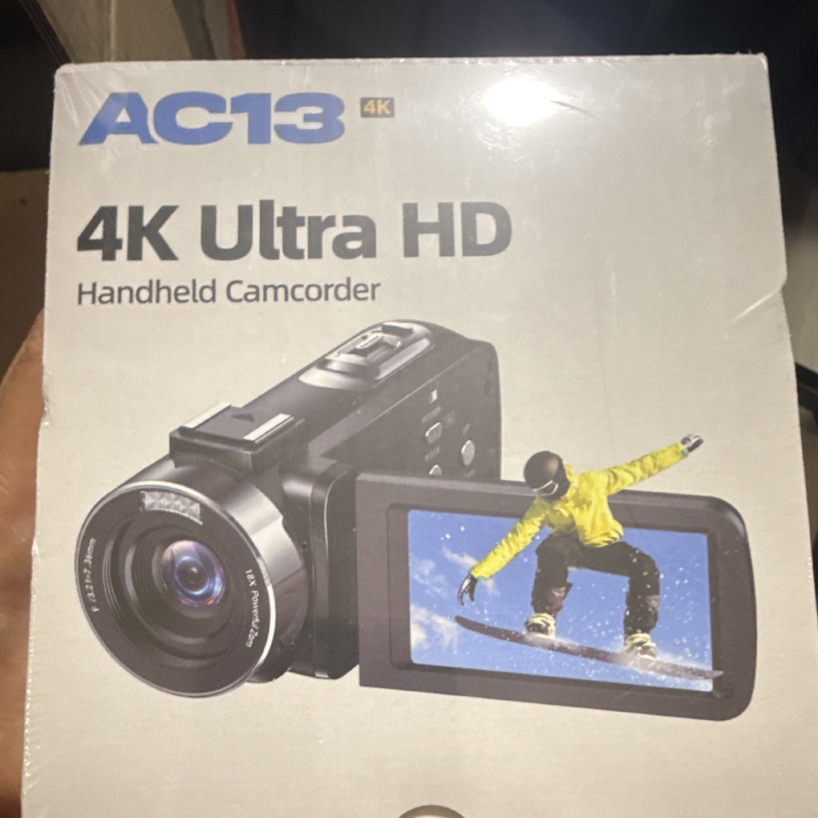 CAMWORLD AC13 4K Ultra HD Handheld Camcorder, 18x Zoom, 3.0" LCD, SD, Black
