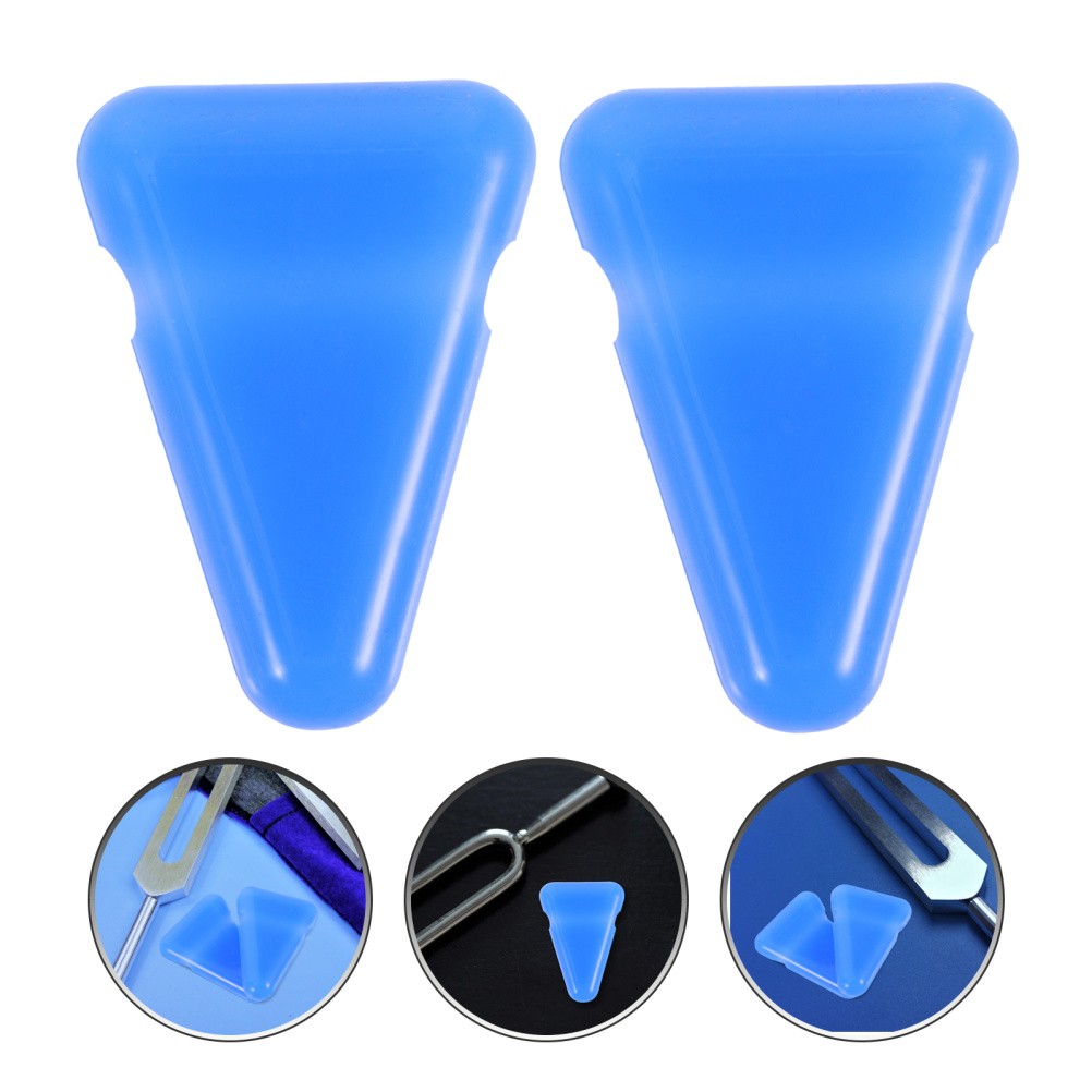 2 Pcs Tuning Fork Forks Healing Triangle Silicone Base Holder Block