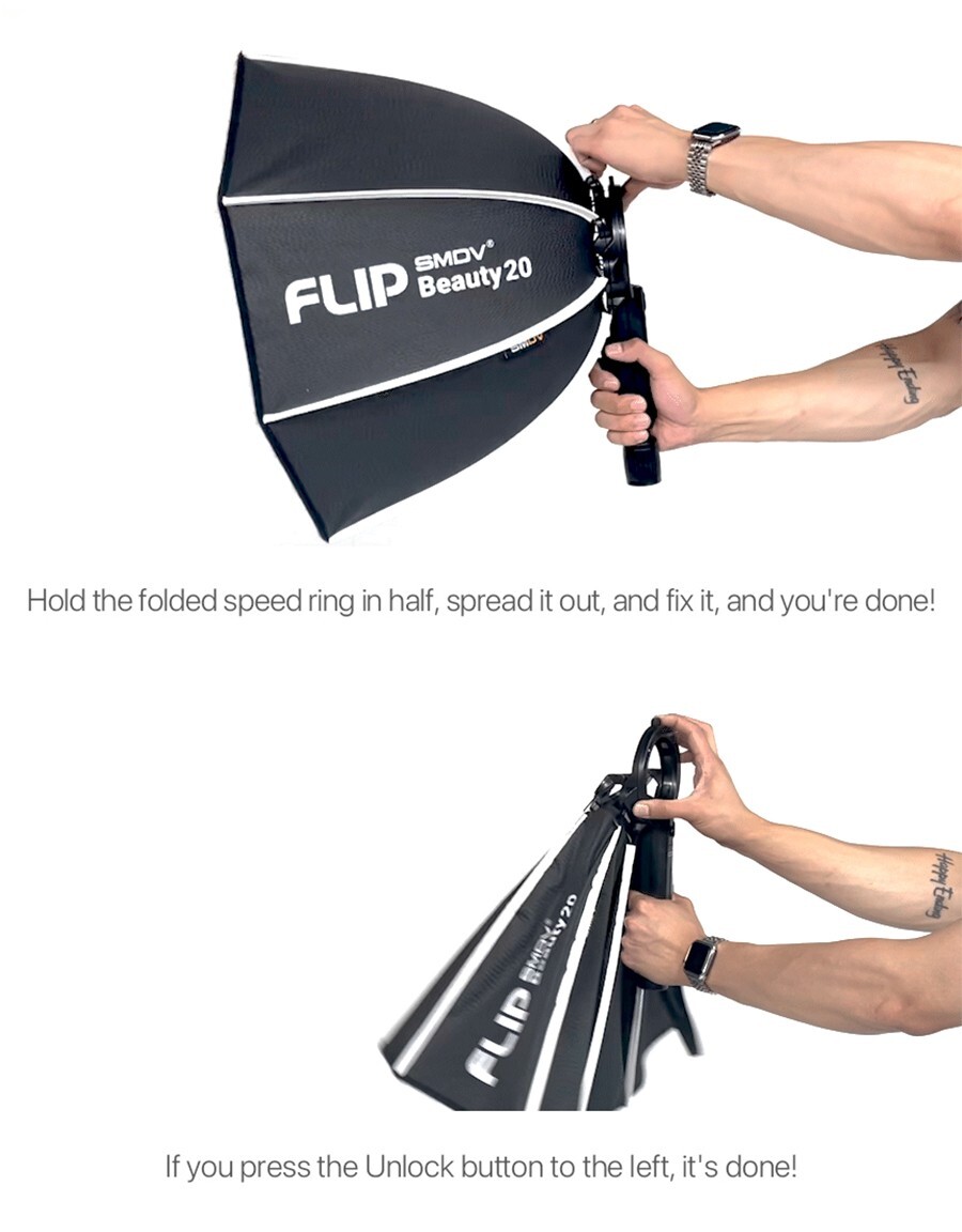 SMDV SPEED-BOX FLIP BEAUTY 24 Quick Diffuser for Bowens Elinchrom Profoto Strobe