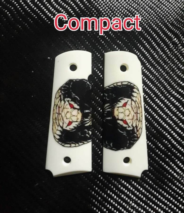 New Grips Custom Colt 1911 Kimber Compact White COBRA Red Eye Clones Resin