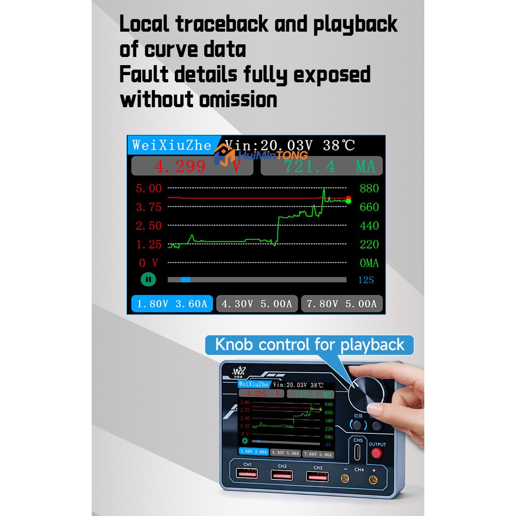 WEIXIUZHE Current Tester PD Portable Power Bank Powered AI Current Analyzer Tool