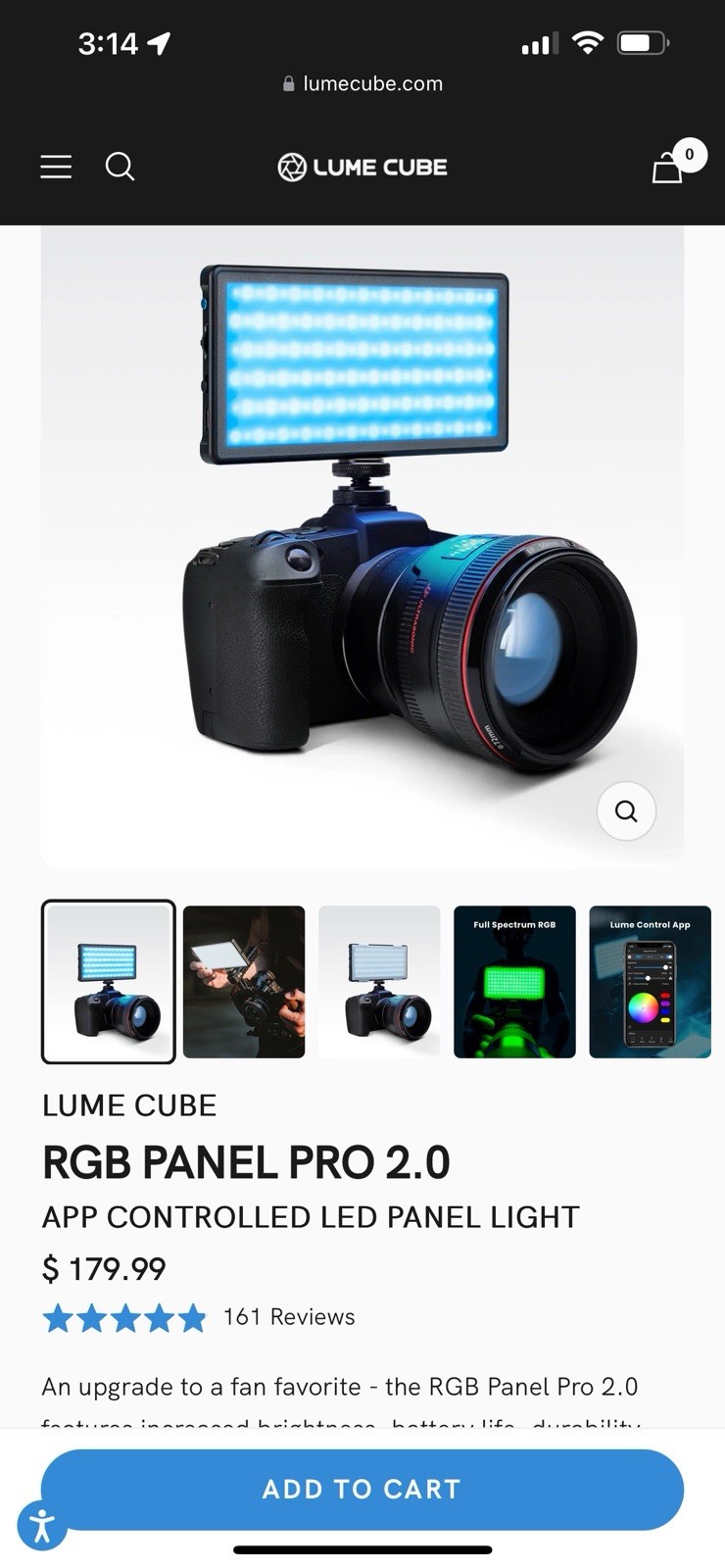 LUME CUBE Panel Pro 2.0 RGB Camera Light - NEW