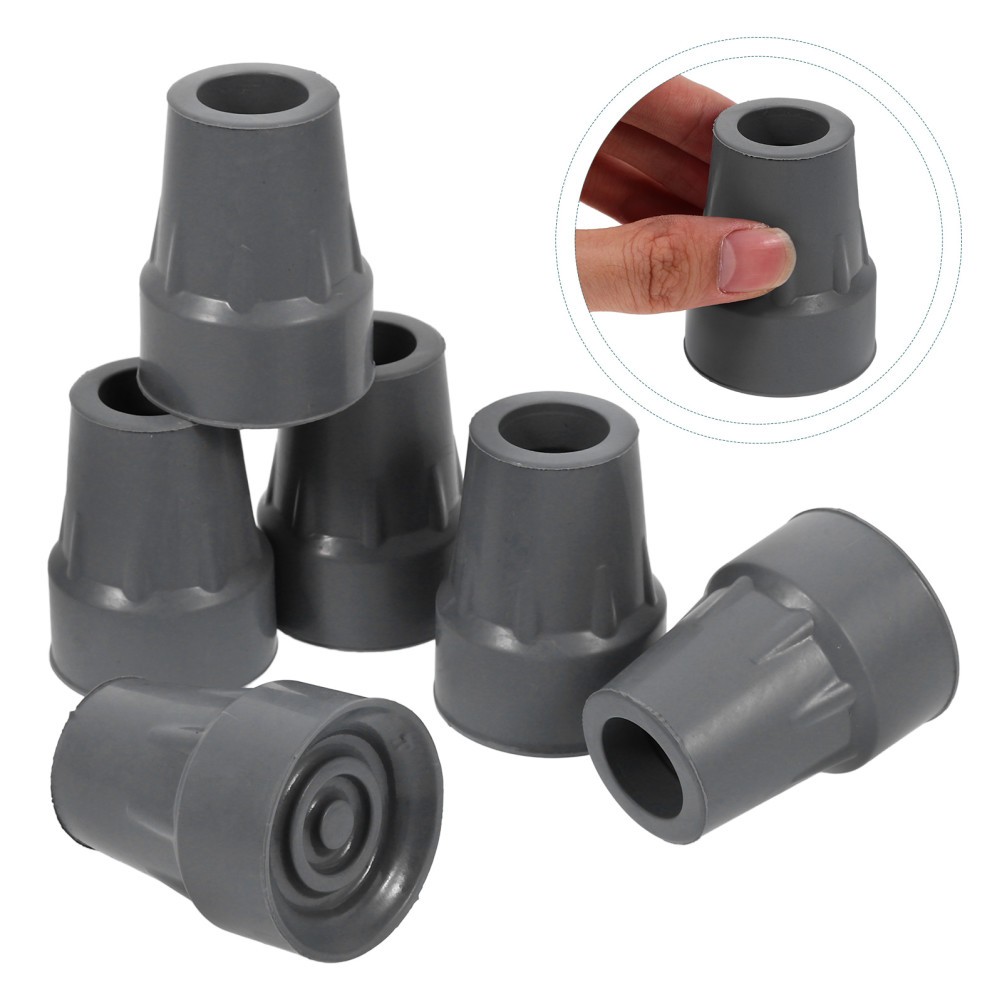 6Pcs Reusable Rubber Crutch Feet Caps Comfortable Non Slip Cane Tips Grey