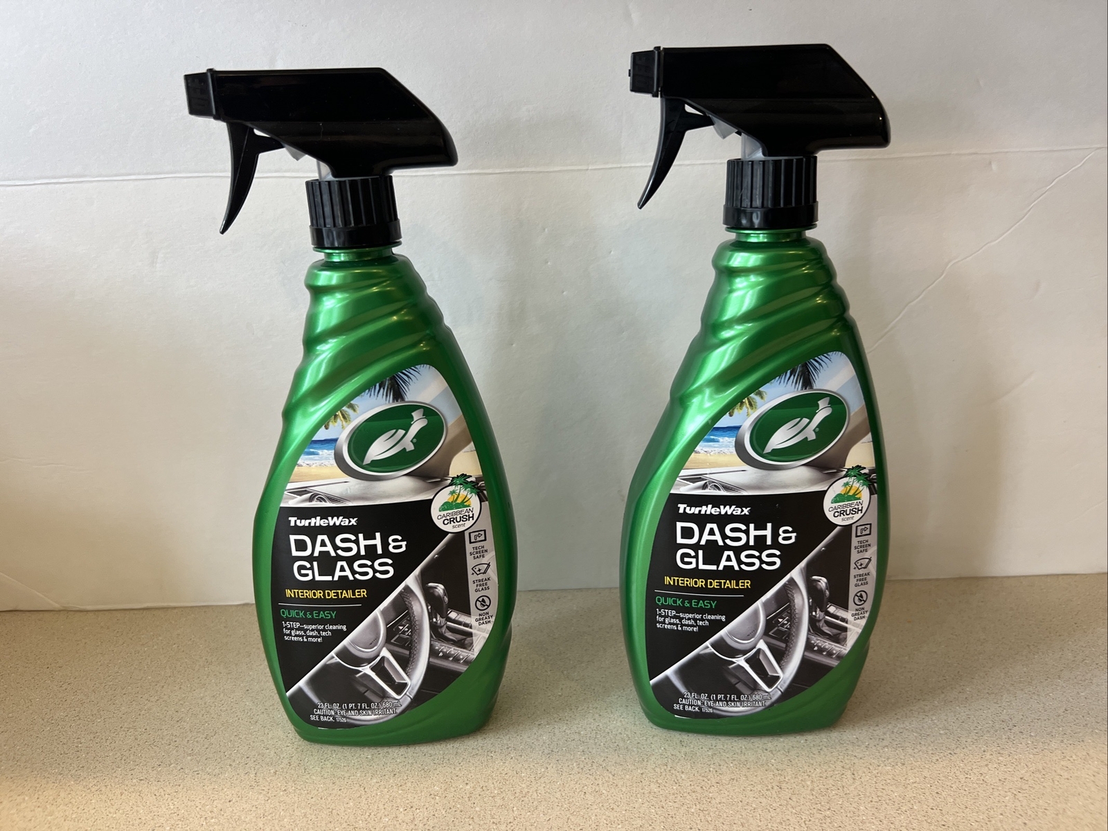 2~Turtle Wax Quick & Easy Dash & Glass Interior Detailer 1-Step Non-Greasy 23 oz