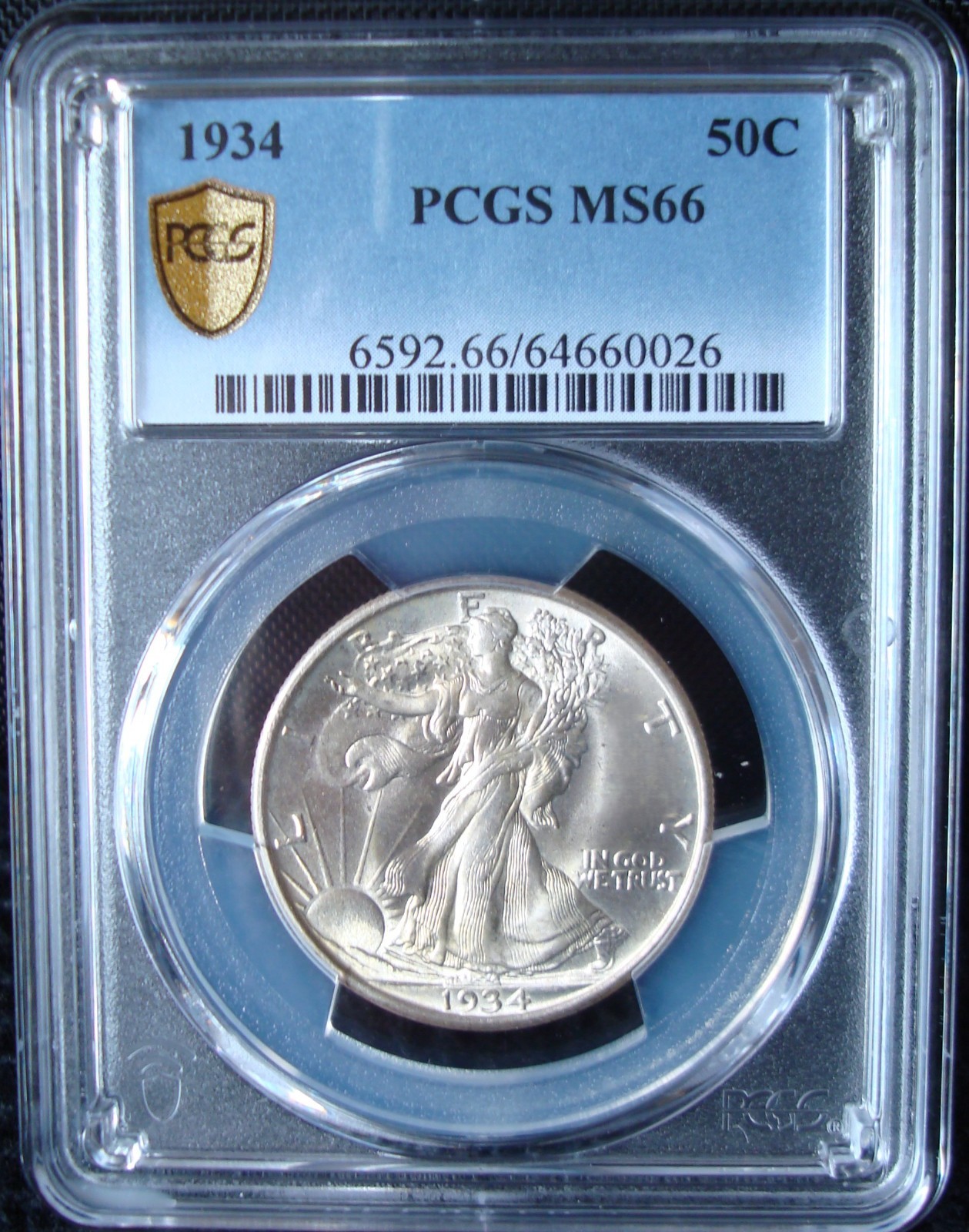 1934 Walking Liberty Silver Half Dollar - PCGS MS 66 - Gold Shield