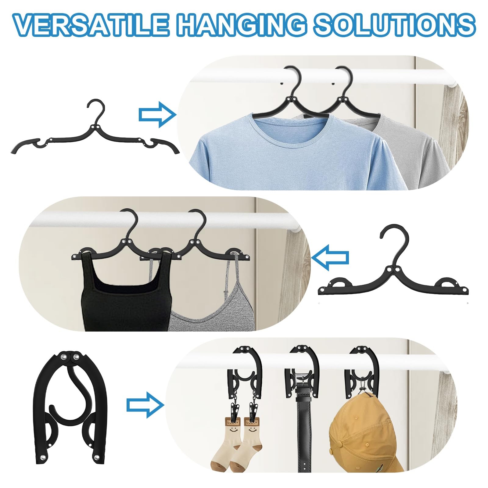 30 Pack Foldable Travel Hangers with 20 Clips - Cruise Essentials 2025 Lightw...