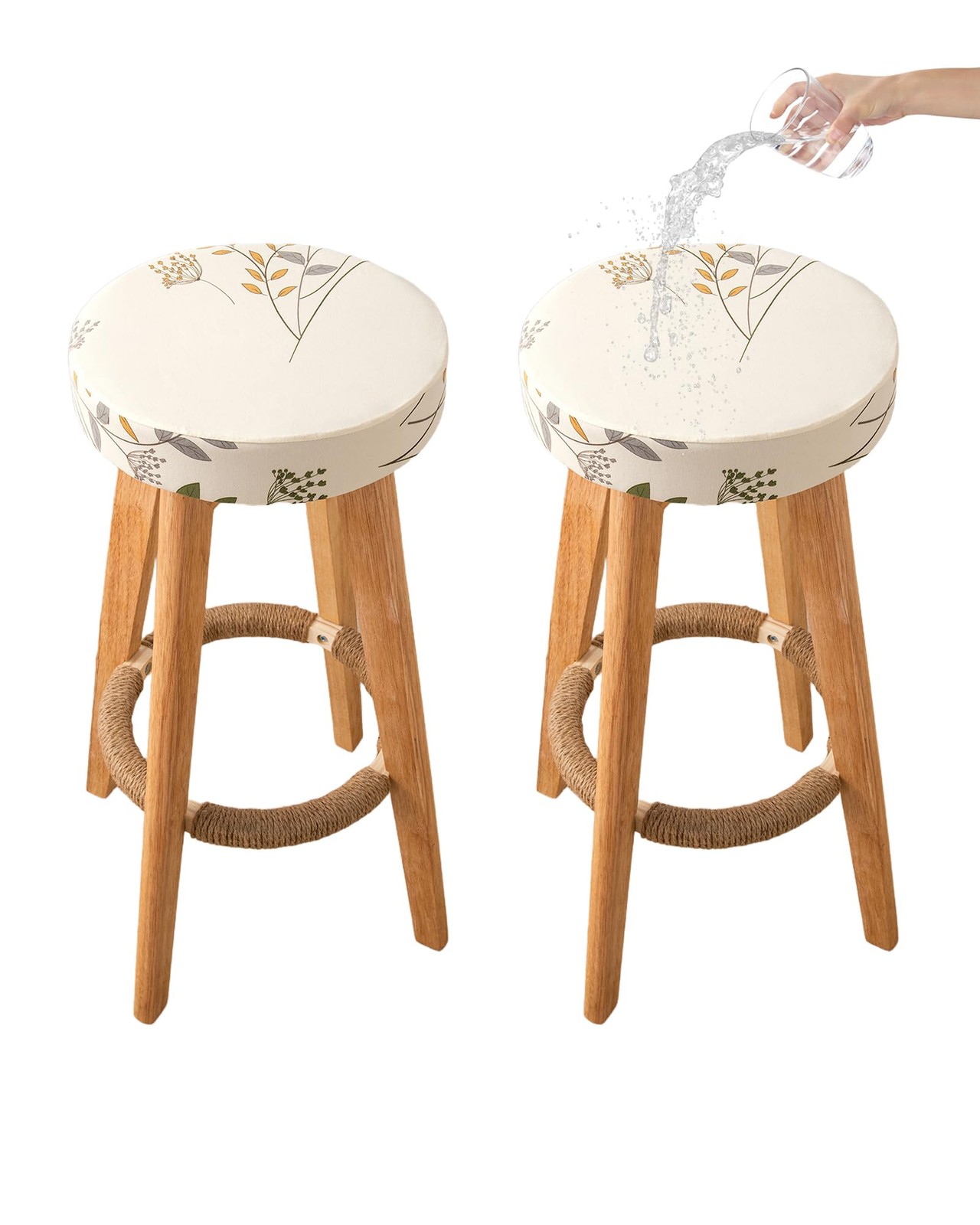 2 Pack Waterproof Round Bar Stool Covers Printed Soft Dia. 12-15 Inch Barstoo...
