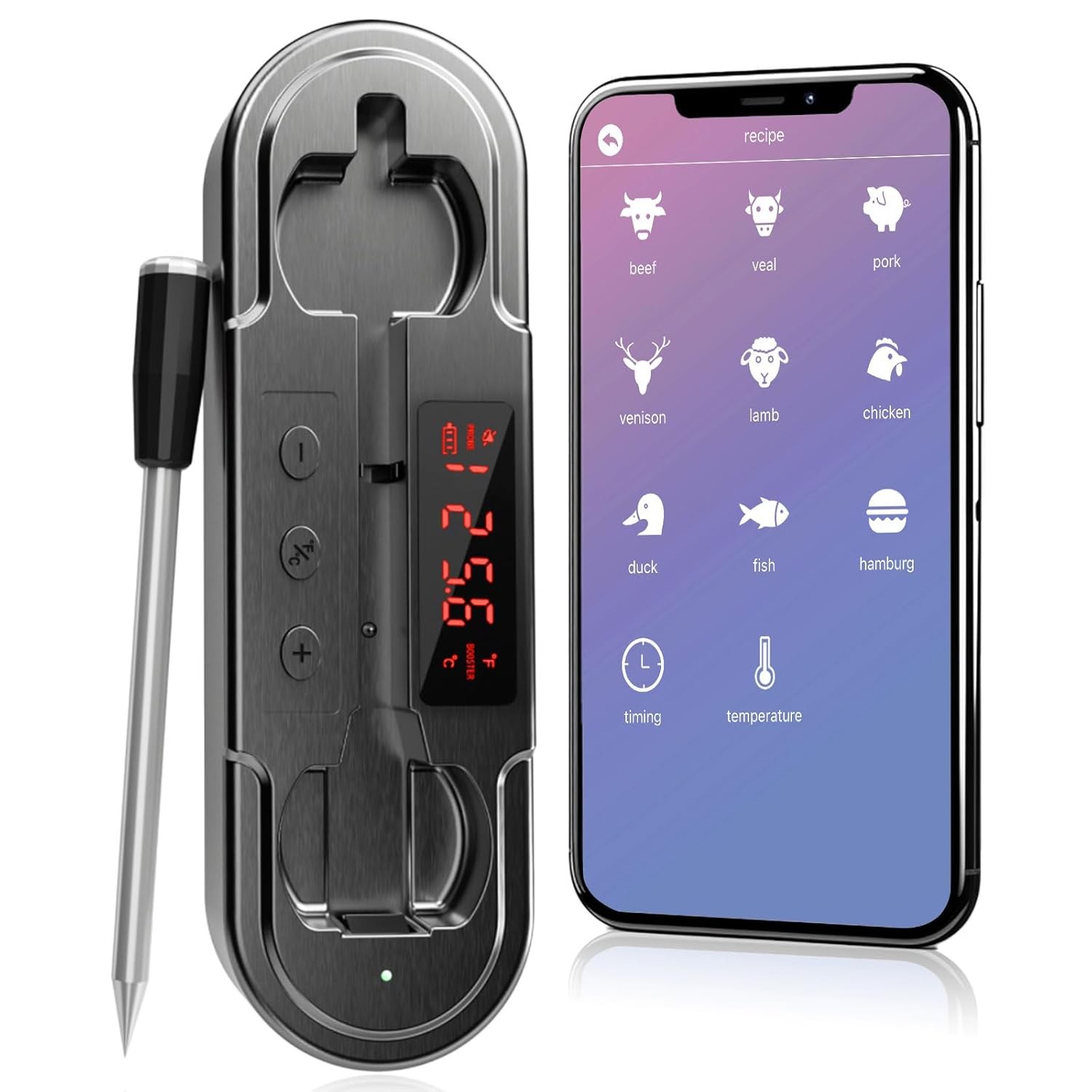 Smart Bluetooth Wireless Meat Thermometer, NIST ±0.5°F Accuracy, 10X Enhanced Su
