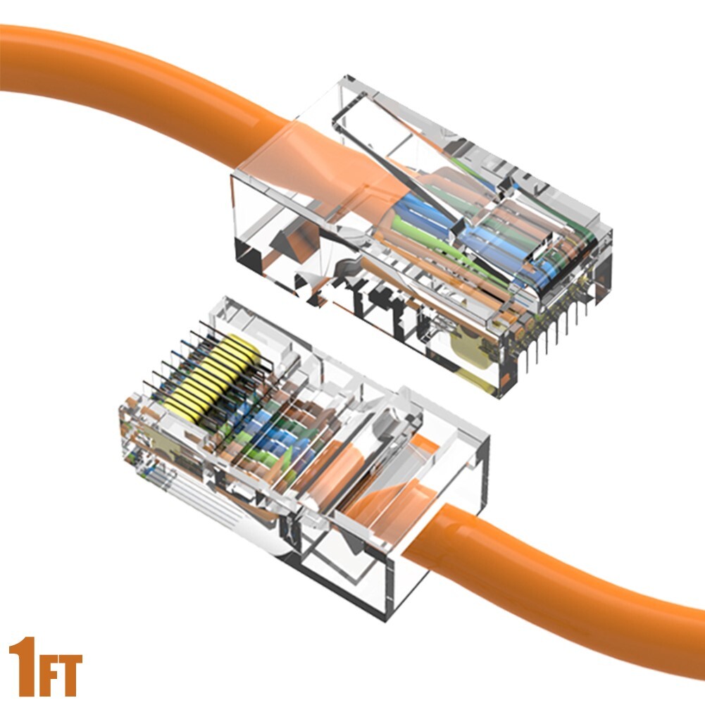 1FT Cat5e RJ45 Ethernet LAN Network UTP Non-Booted Patch Cable Copper Orange