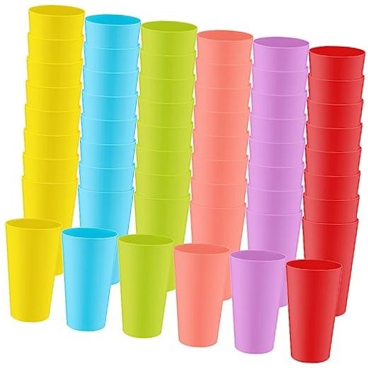 54 Pcs 18 oz Plastic Tumblers Reusable Drinking Cups for Summer Colorful