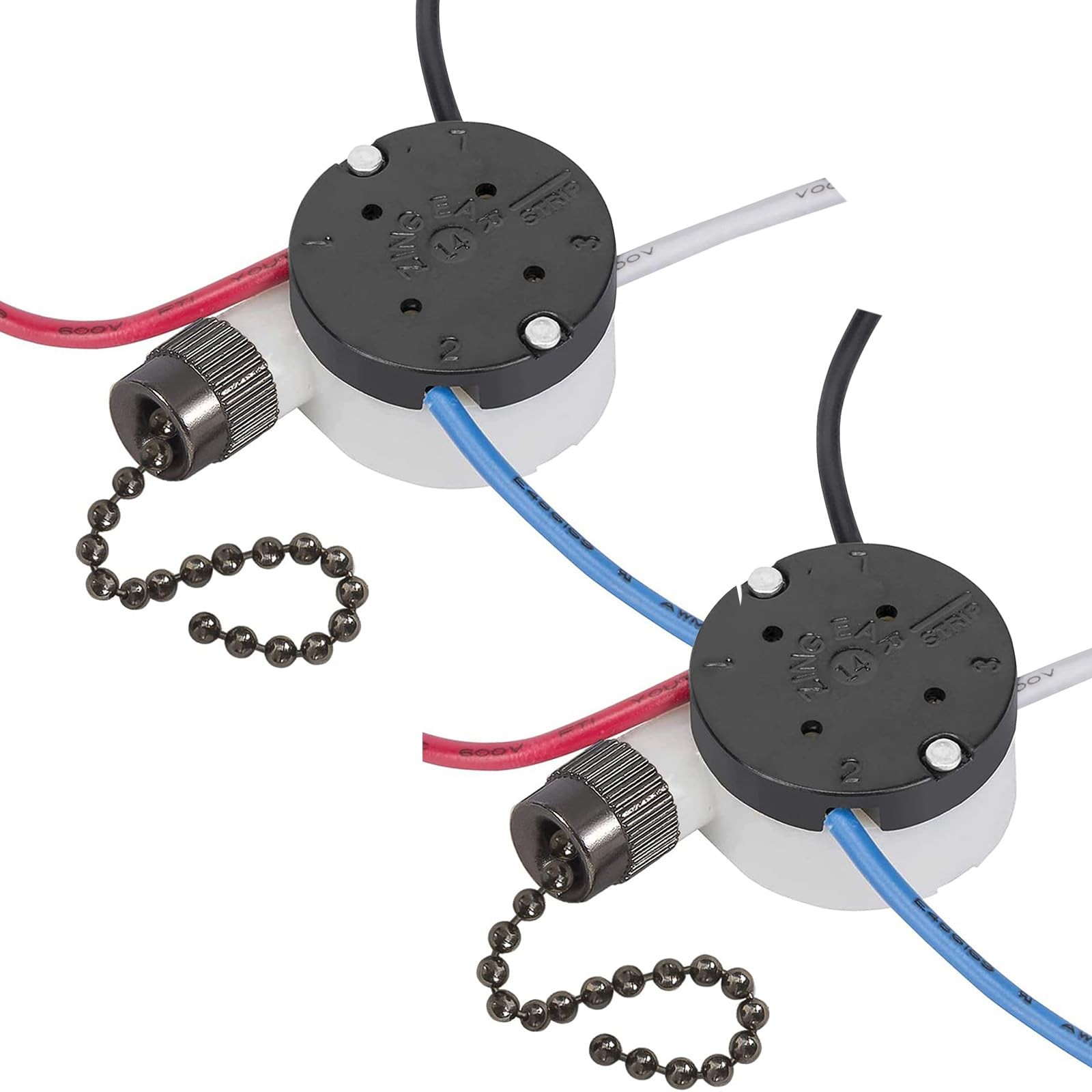 2PS Ceiling Fan Switch Zing Ear ZE208s E89885 3 Speed 4 Wire Pull Chain Switc...